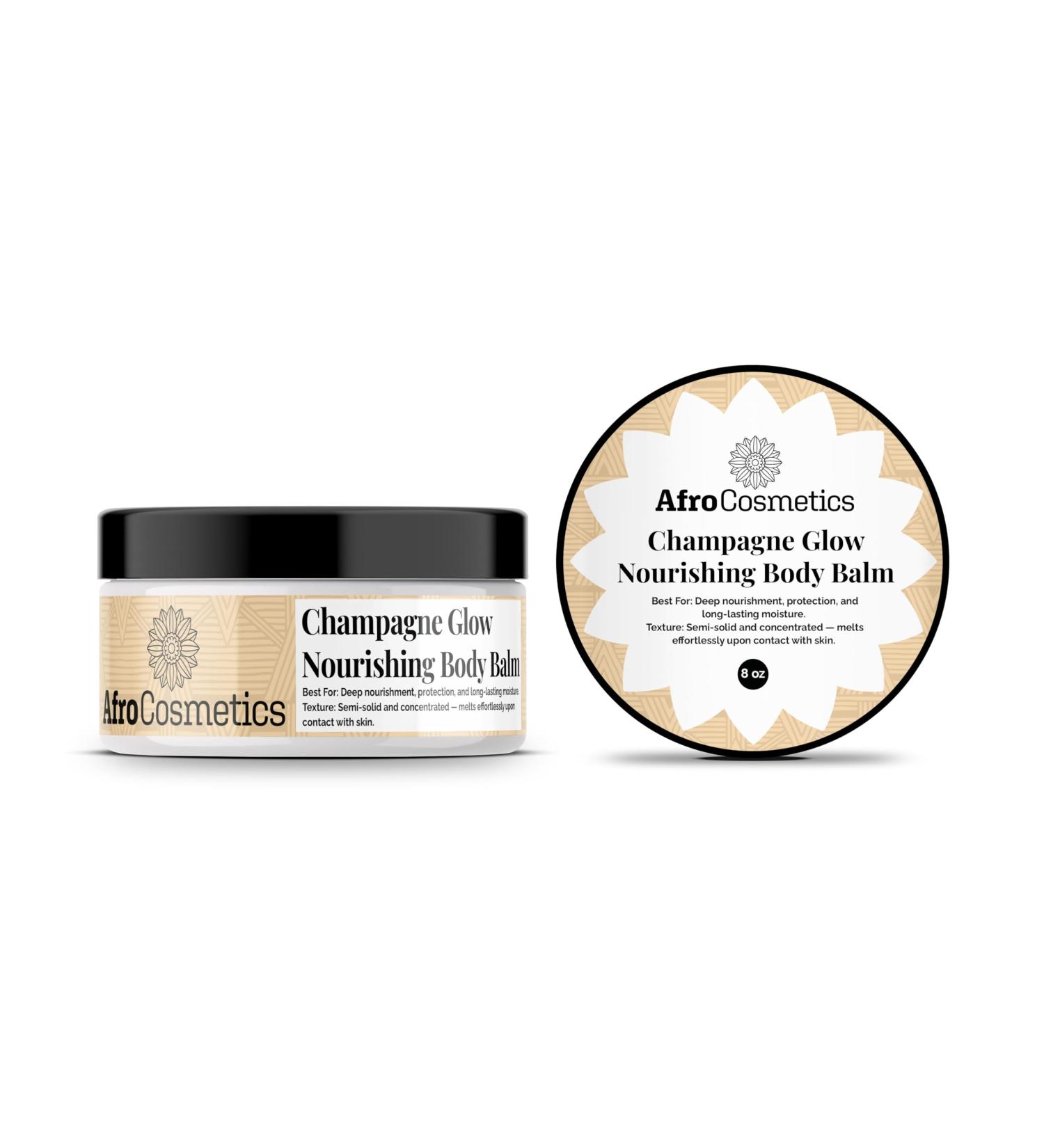 AFROCOSMETICS Nourishing Body Balm Hydrating Balm for Dry Skin Champagne Glow 8 oz