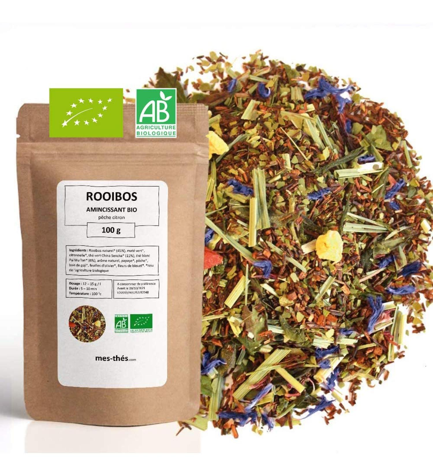 Organic Rooibos Peach Lemon Slimming Rooibos in Bulk 100 gram bag with Zip 40 Cups 100% Organic Agriculture - Buy Online on GoSupps.com