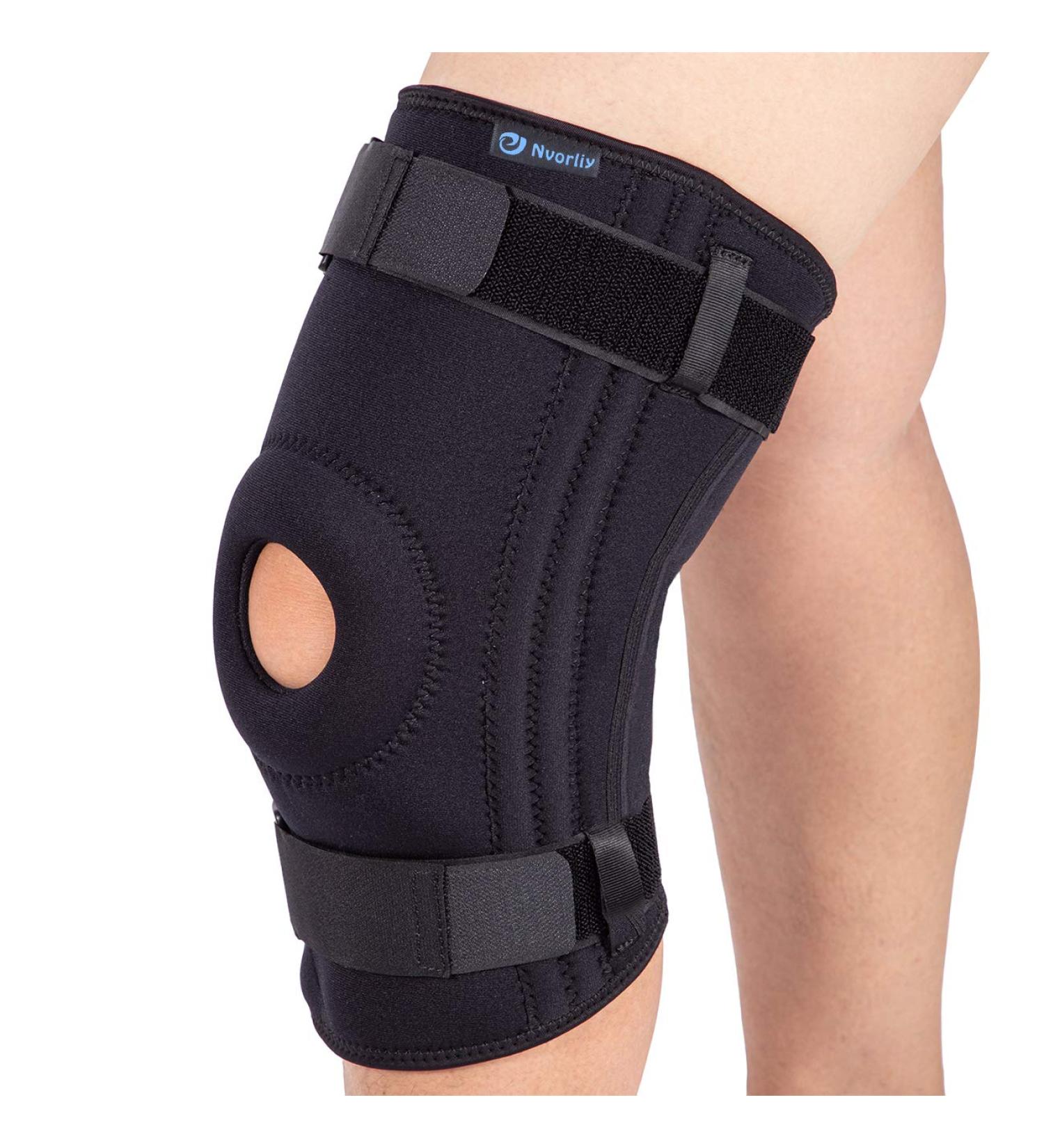 Nvorliy Knee Sleeve Plus Size 3XL - Detachable Strap Open-Patella Stabilizer Brace for Arthritis, Meniscus & Ligament Injuries - Patellar Tendonitis Support for Men & Women - Black (Pack of 1) - Buy Online on GoSupps.com