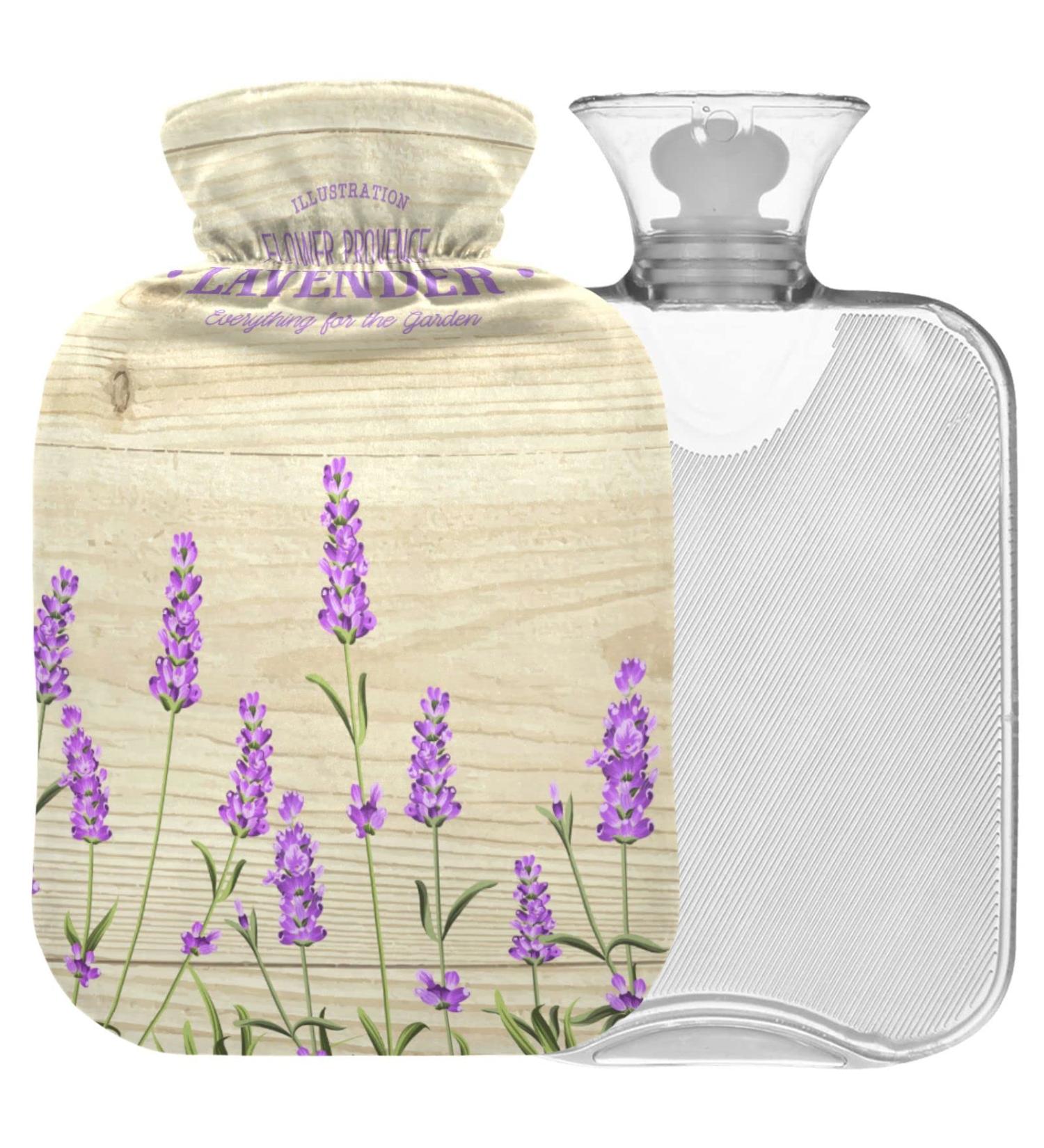 NAANLE Lavender Hot Water Bottle with Lid 1L Transparent Heat Bottle for Pain Relief & Therapy | Best Hand & Foot Warmer - Buy Online on GoSupps.com