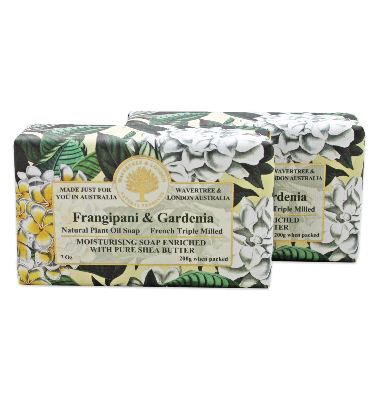 Wavertree & London Frangipani Gardenia Soap 7 oz 2-Pack with Shea Butter - Natural Plant Oil French Triple Milled Moisturizing Soap - Buy Online on GoSupps.com