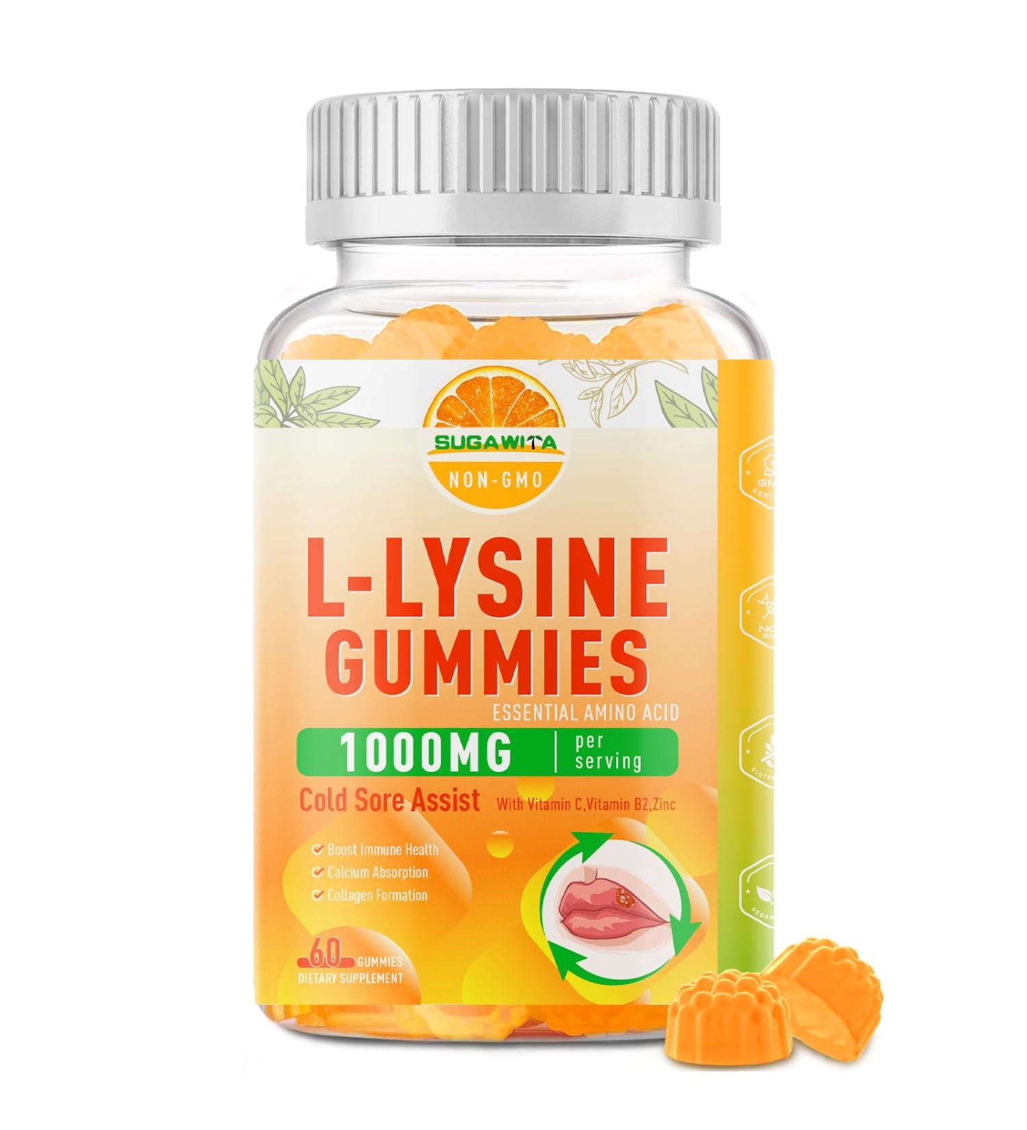L-Lysine Gummies 1000 mg Cold Sore Supplement with Immune Support for Lips & Oral Chewable L Lysine Gummies for Adults & Kids Boost Immune & Collagen Non-GMO Vegan Gluten Free - 60 Counts 1 Count (Pack of 60) - Buy Online on GoSupps.com