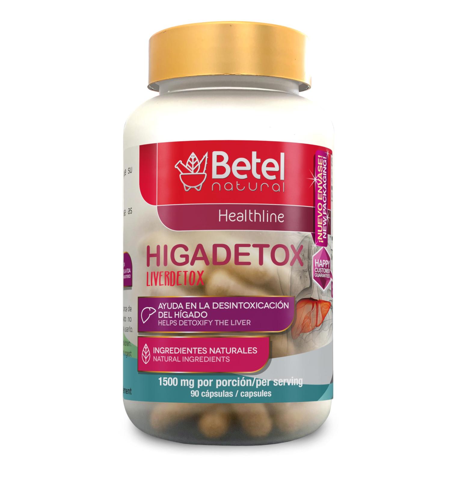 Higadetox Healthy Liver Detox Capsules - Betel Natural | Desintoxica Su Higado - 90 Capsules - Best eCommerce Shipping Worldwide - Buy Online on GoSupps.com