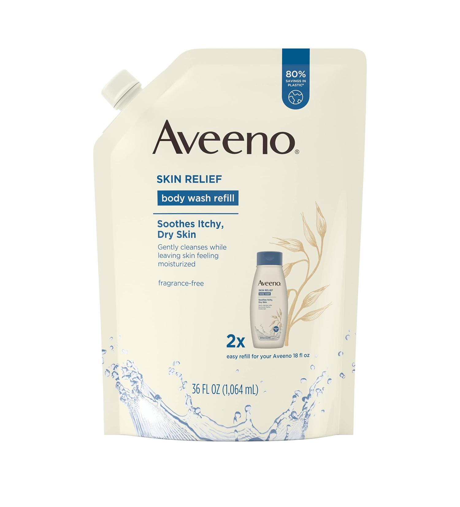 Buy Aveeno Skin Relief Body Wash Refill 36 Fl. Oz - Fragrance Free for Sensitive Skin - Buy Online on GoSupps.com