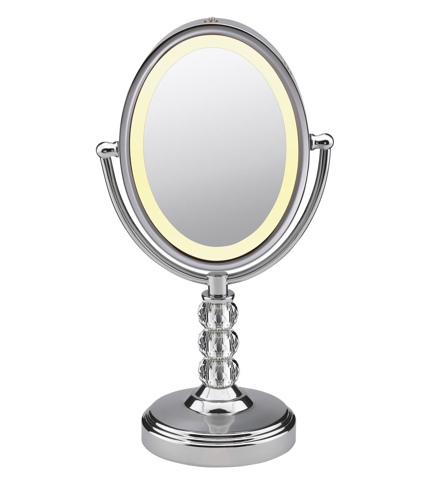 Conair Double-Sided Lighted Makeup Mirror - 1x/7x Magnification, Polished Chrome with Crystal Ball Stem - Buy Online on GoSupps.com