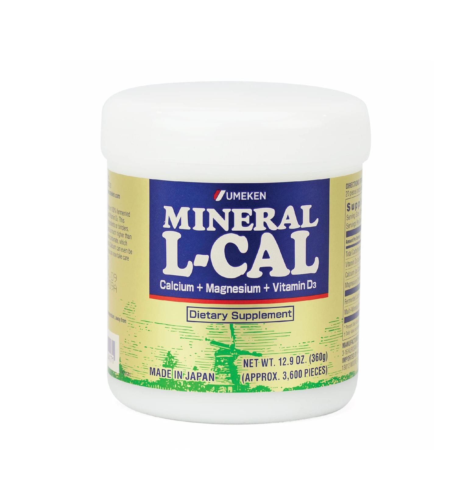 Umeken Mineral L-Cal Supplement 6 Month Supply | Enriched with Magnesium, Vitamin D3, and Minerals | 360g Tablets | Pack of 1, 12.9 Ounce - Buy Online on GoSupps.com