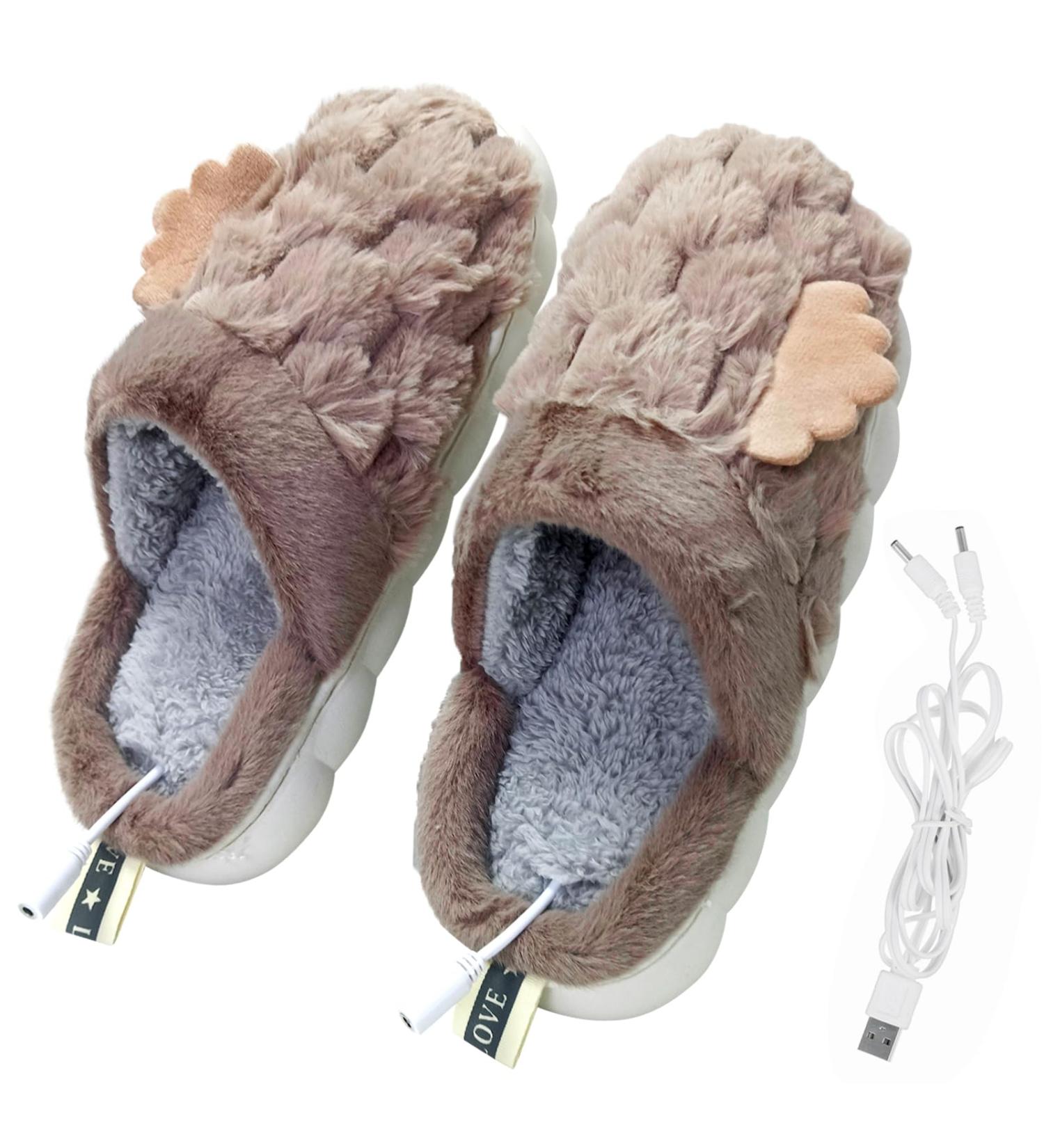 YanMucy USB Heater Slippers - Unisex Plush Foot Warmers for Men & Women | Electrically Heated Cozy Slippers | 290cm Coffee - Buy Online on GoSupps.com