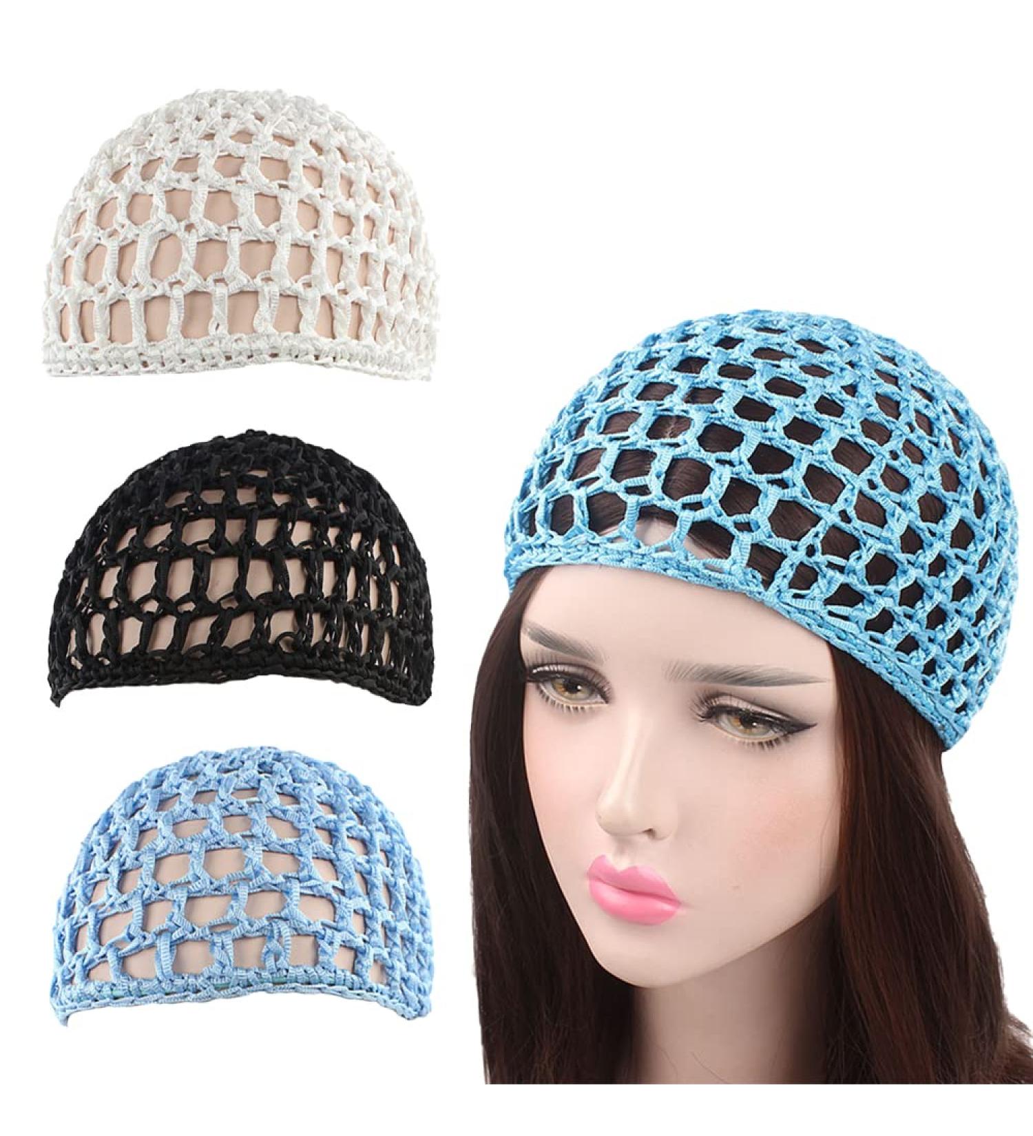 3 Pack Mesh Crochet Hair Net Snood Hat for Women - Multicolour | Nightcap & Shower Cap - Buy Online on GoSupps.com