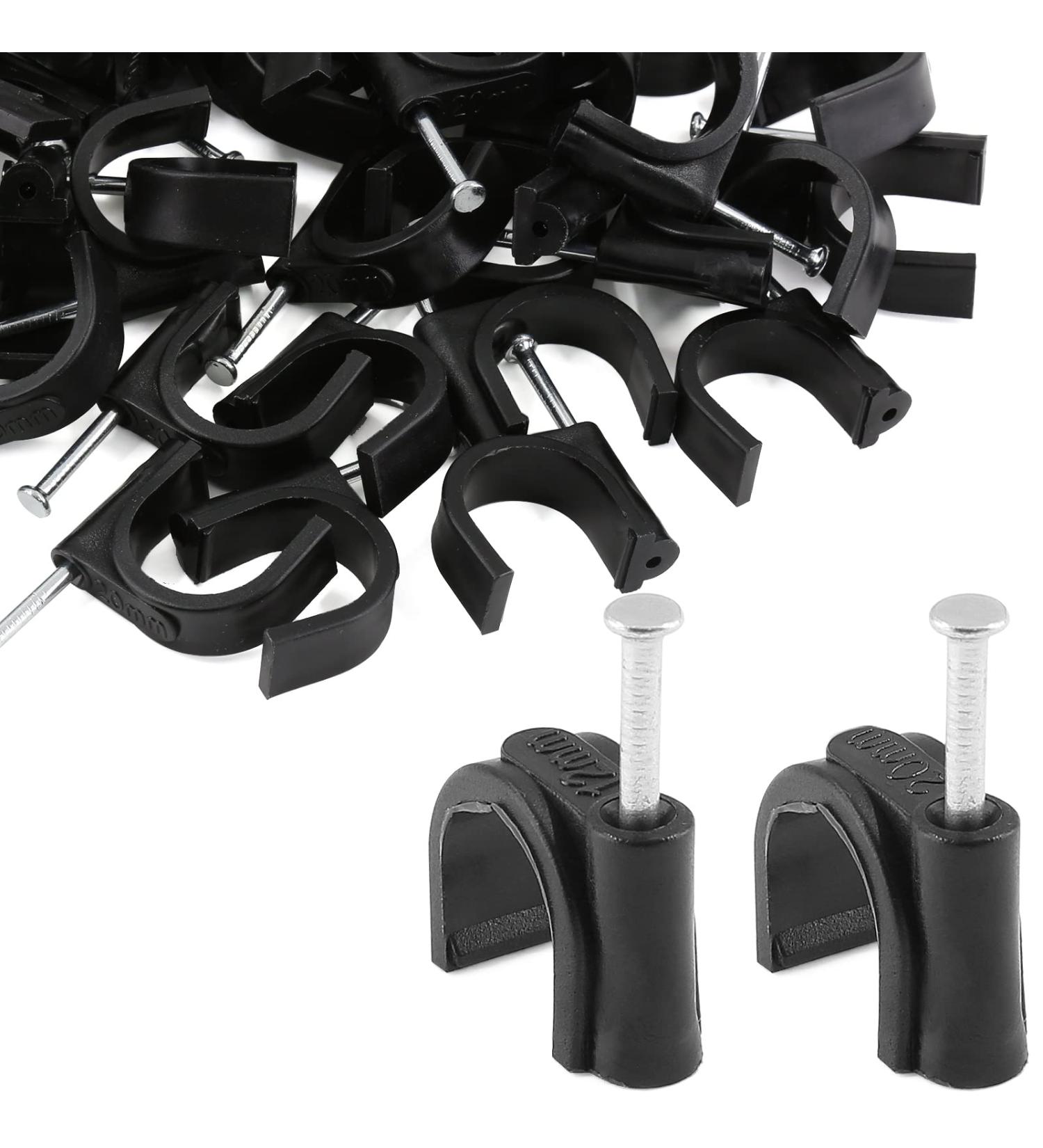 Rierdge 100 Pack Half Clamps J-Hook with Nails - 1/2 & 3/4 Inch Black PEX Support Holder for Pipe Fastening (12mm & 20mm) - Buy Online on GoSupps.com