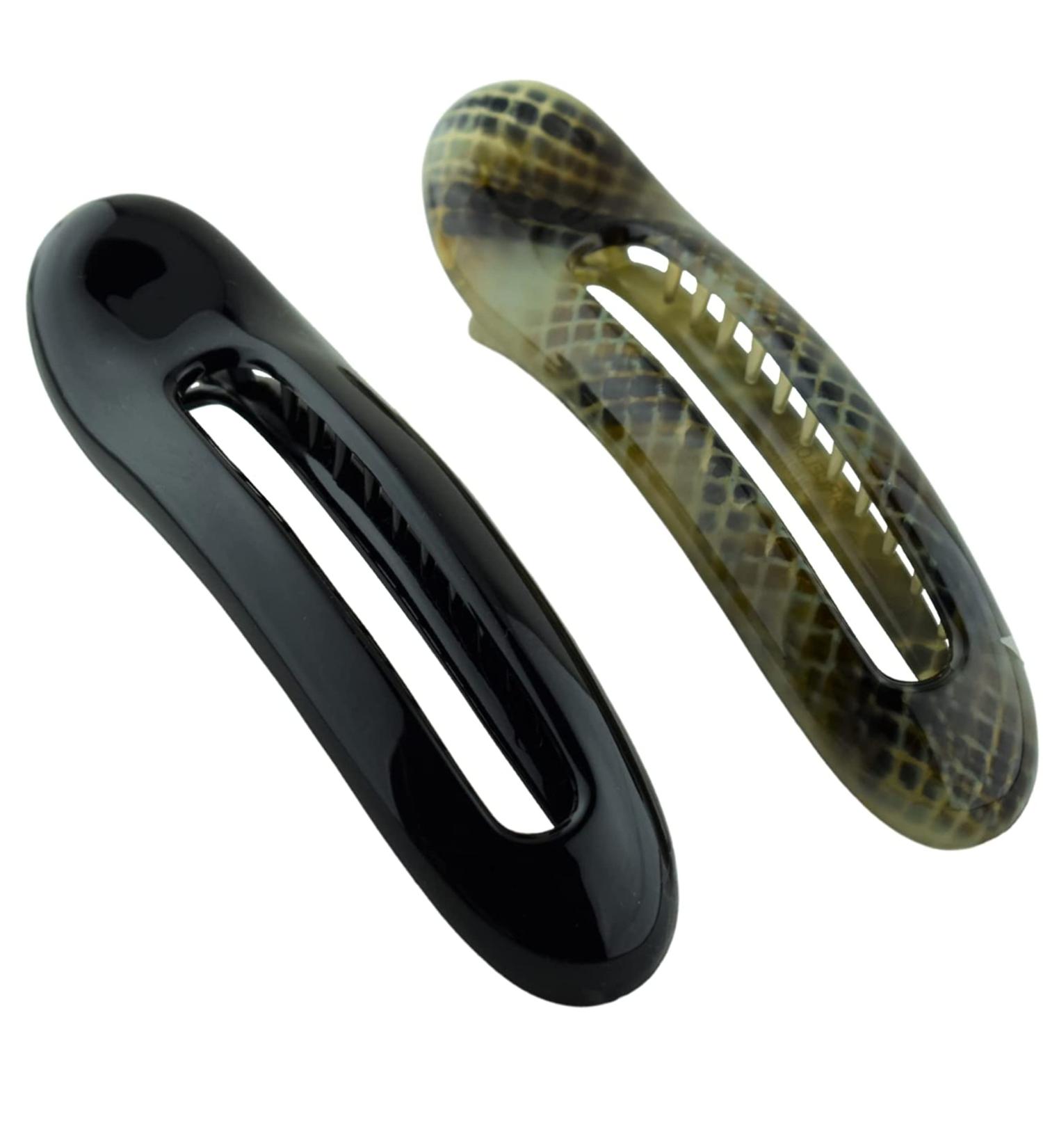 Parcelona French Oval Slider Black & Olive Green Large 4.75 Celluloid Hair Claw Clips Set for Girls & Women - Buy Online on GoSupps.com