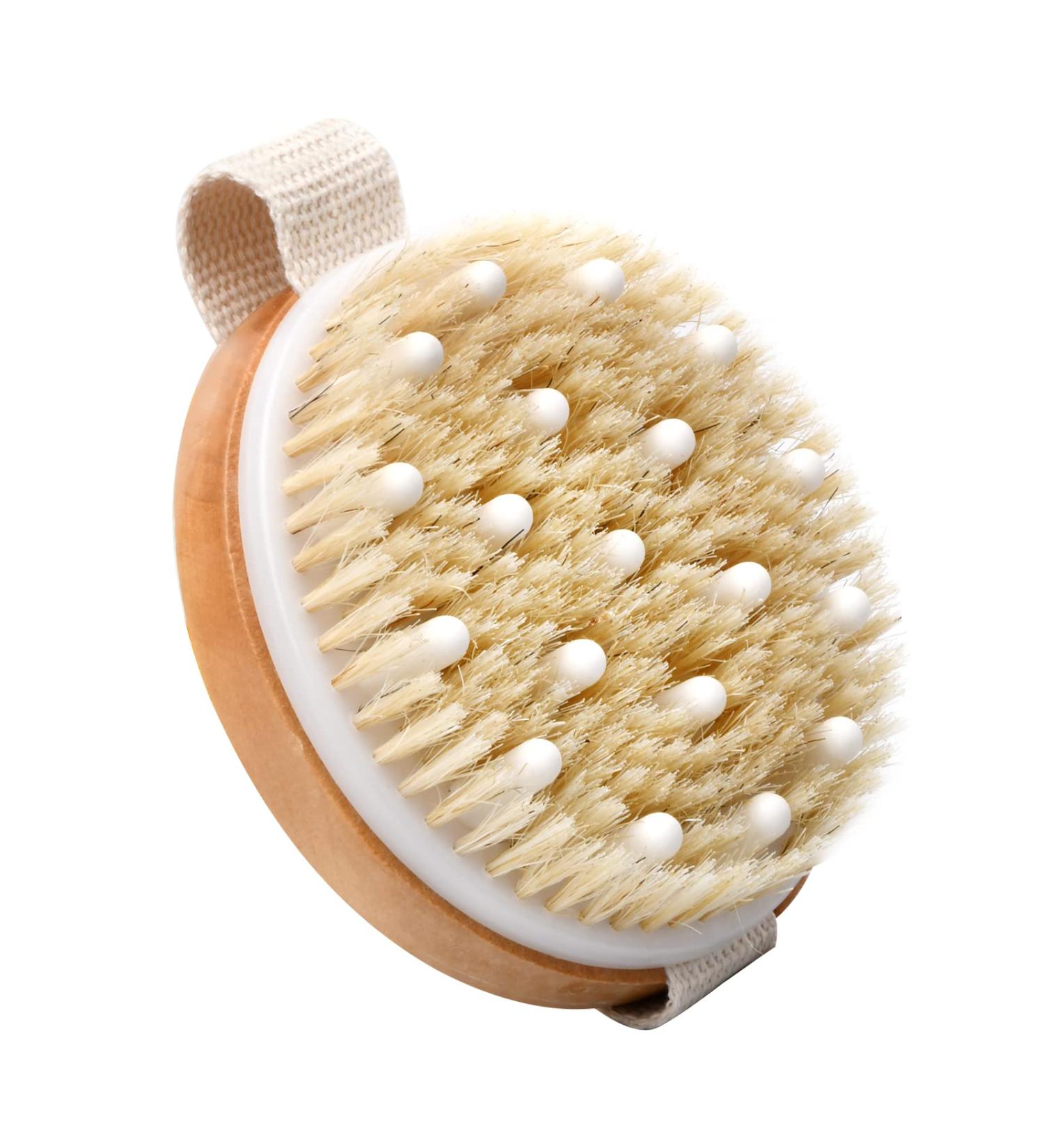 Vesaneae Vegan Dry Brush | Body Brush for Cellulite Massage & Exfoliation | Natural Bristles Bathing Brush - Buy Online on GoSupps.com