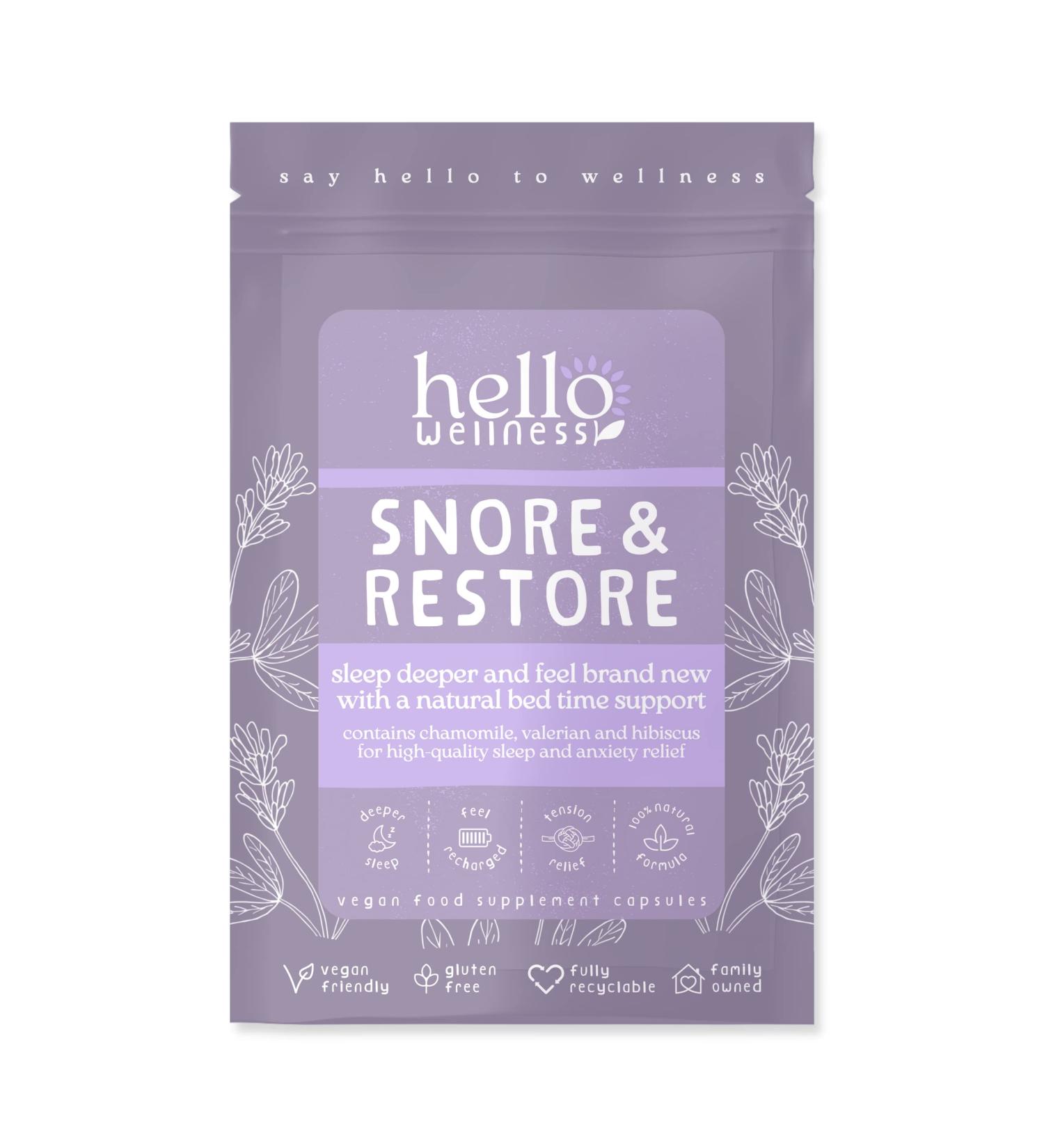 Hello Wellness Nootropic Sleep Supplement 60 Capsules | UK-Made Herbal Sleeping Tablets with Valerian Root, Chamomile & Hibiscus | Natural Aid for Deep Sleep | Adults' Sleep Support - Buy Online on GoSupps.com