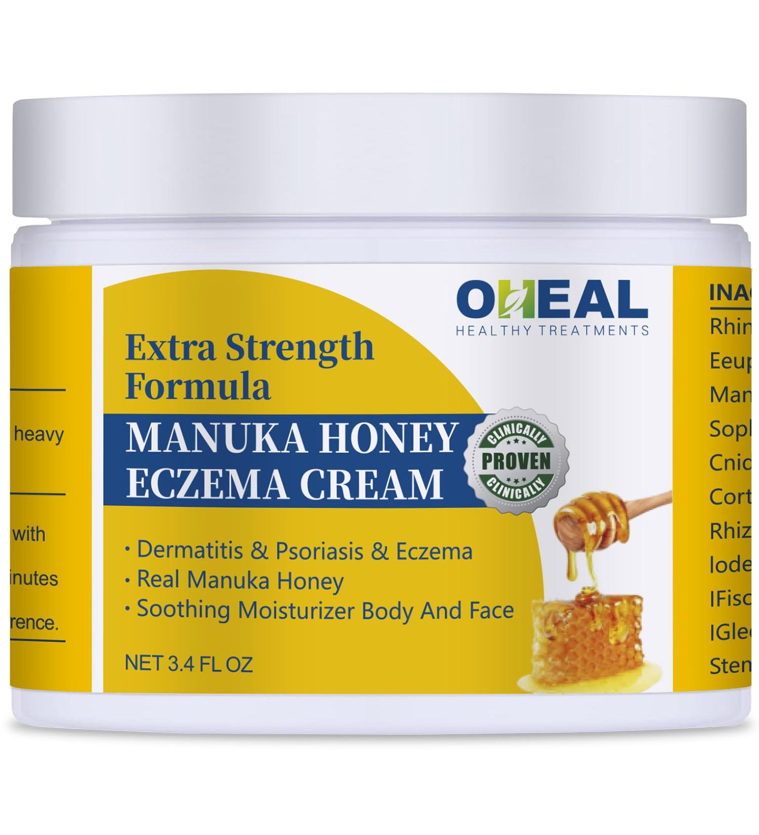 Manuka Honey Eczema Cream - Tinea Treatment for Athletes Foot Ringworm & Psoriasis - 3.4 oz Relief for Dry Skin & Dermatitis - Buy Online on GoSupps.com