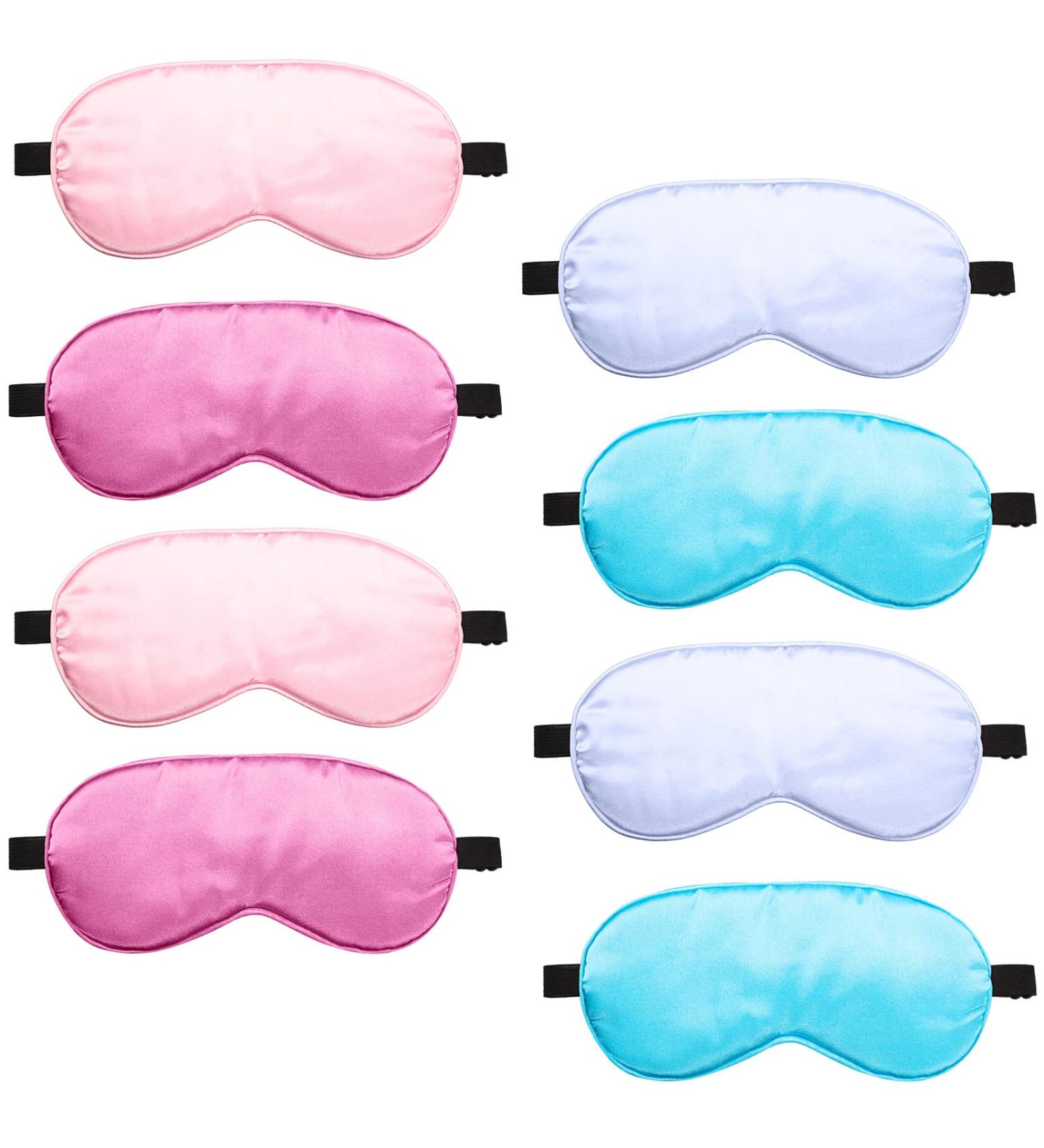 8-Piece Silk Soft Plush Eye Cover Set for Kids & Adults - Adjustable Strap Travel Blindfold for Sleeping & Relaxation (Light Color) - Buy Online on GoSupps.com