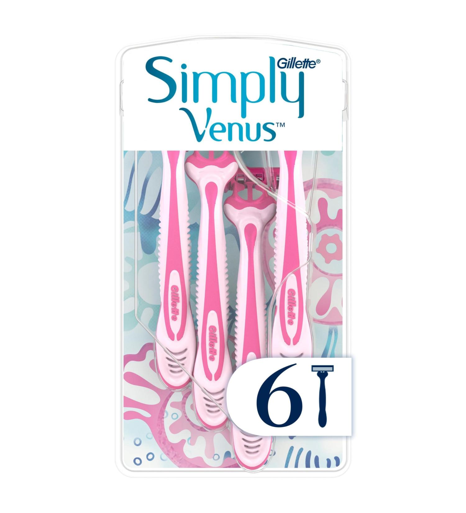 Gillette Simply Venus 3 Women's Razors - 6 Disposable Razors for Smooth Shaving | International Shipping Available - Buy Online on GoSupps.com