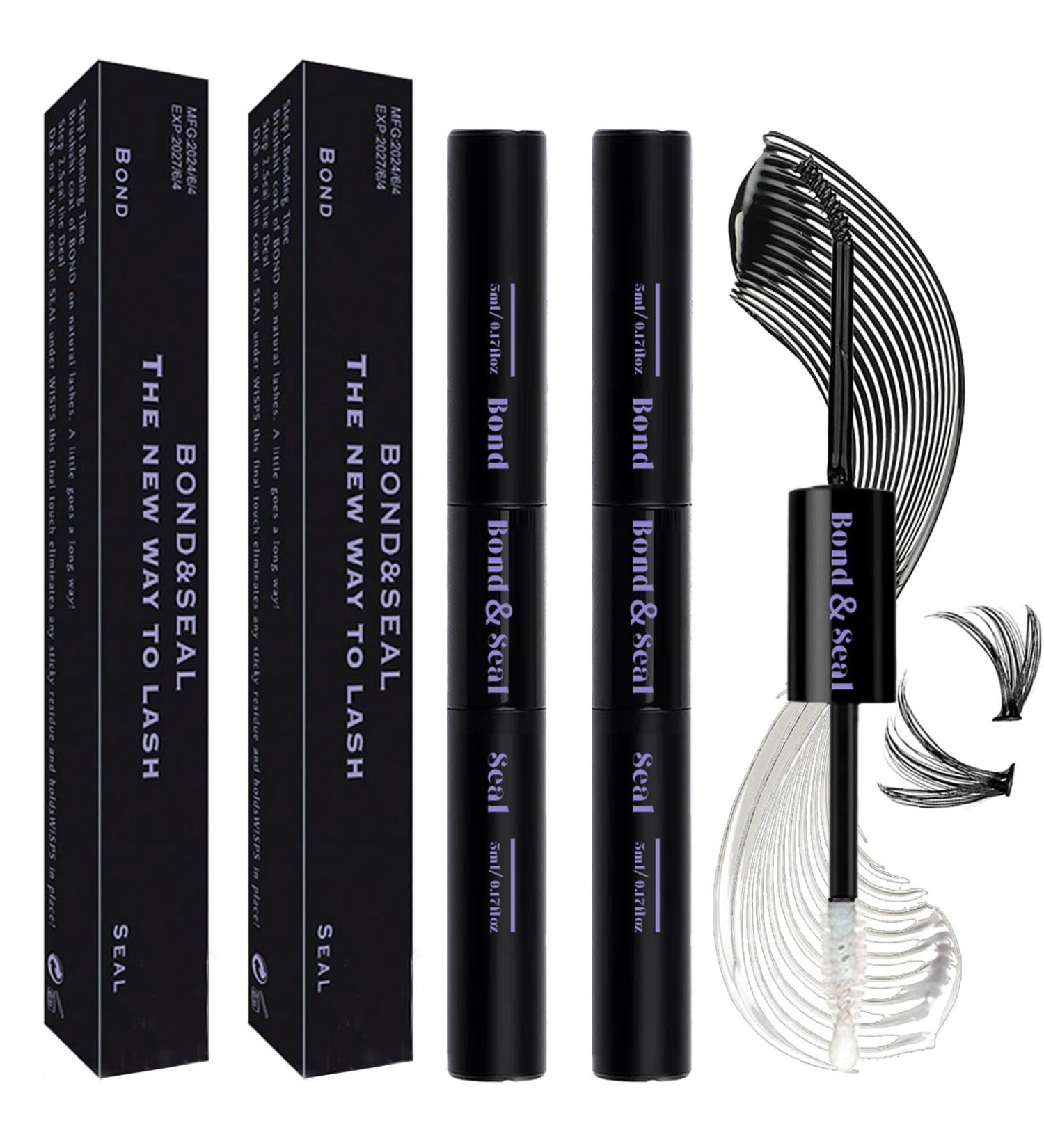 Qiveaory Lash Bond and Seal Kit 2Pcs DIY Lash Extension Waterproof Lashe Cluster Glue 72h Hold Portable Individual Lash Glue for Eyelash Extensions Beginners Black Bond&Clear Seal(5ml+5ml) - Buy Online on GoSupps.com