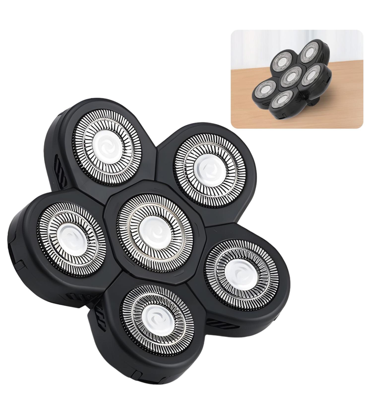 6D Universal Electric Shaver Blade Head Upgrade Hypoallergenic Beard Cutter Replacement Blade Rotary Shaver Heads for Head and Face Trimming Back-Up Shaver Blade Head for Men (Black 6 Heads) - Buy Online on GoSupps.com