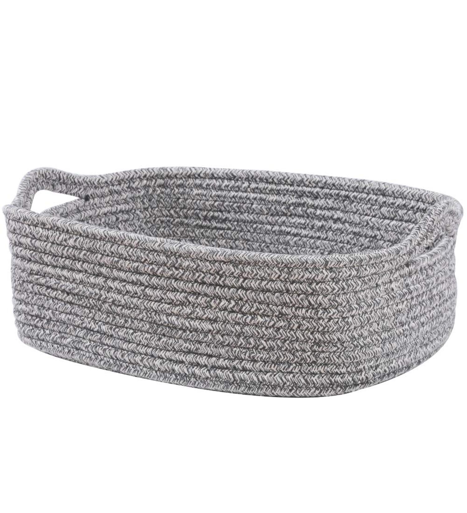 Woven Cotton Rope Storage Basket Cube Organizer - CIKI HOME (14.5 x 11 x 5) - Grey - Buy Online on GoSupps.com