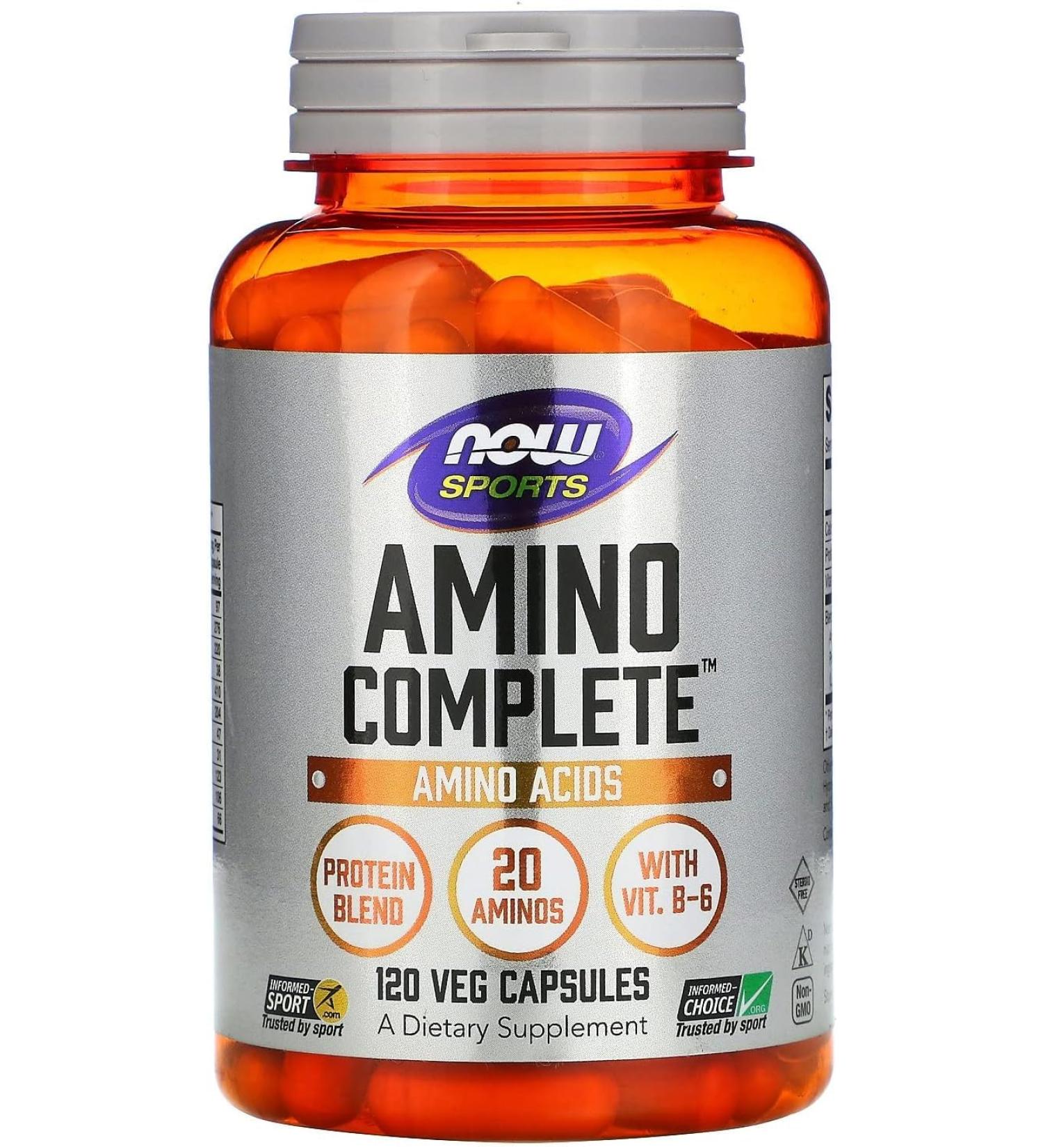 Now Foods Amino Complete - Essential Amino Acids Supplement 120 Caps | International Shipping Available - Buy Online on GoSupps.com
