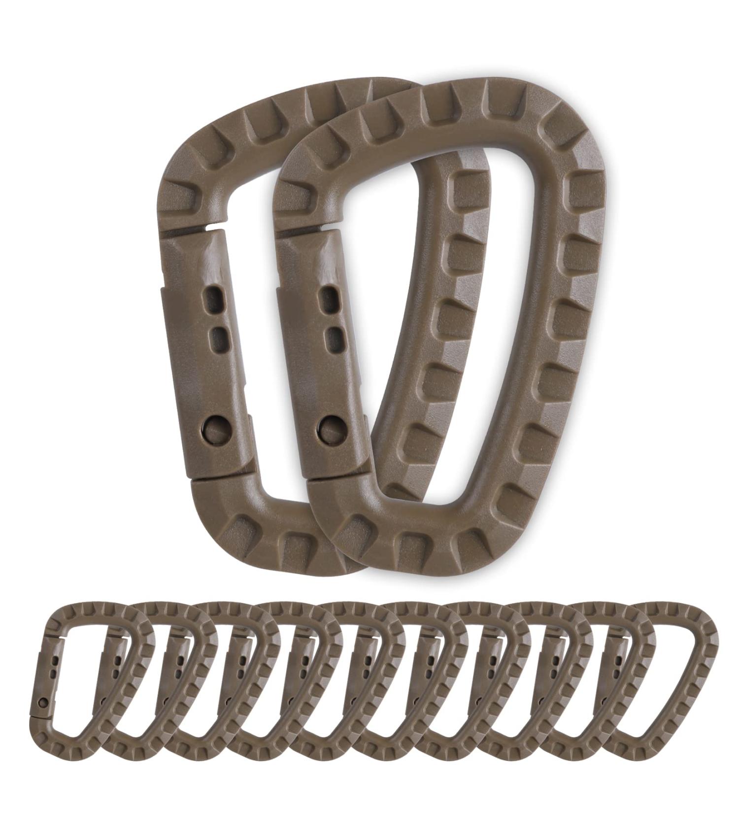 Tactical Carabiner Keychain 12-Pack - Lightweight Polymer D-Ring Clips for Backpacks - Outdoor Travel and Camping Gear Hooks (Brown) - Buy Online on GoSupps.com