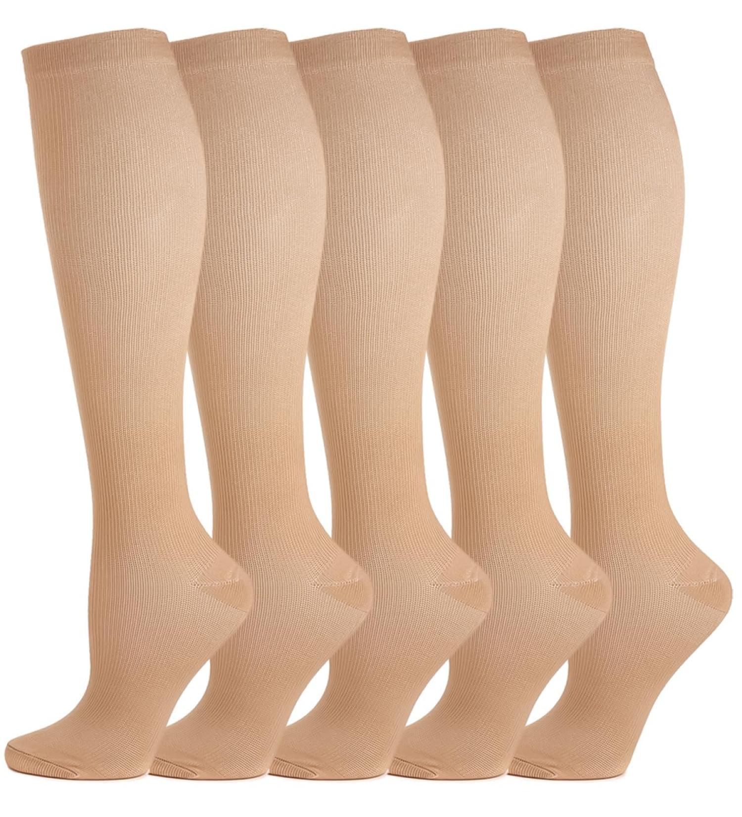 Weekend Peninsula Compression Stockings | 5 Pair Knee Socks for Sports Travel & Pregnancy | Unisex L-XL - Brown - Buy Online on GoSupps.com