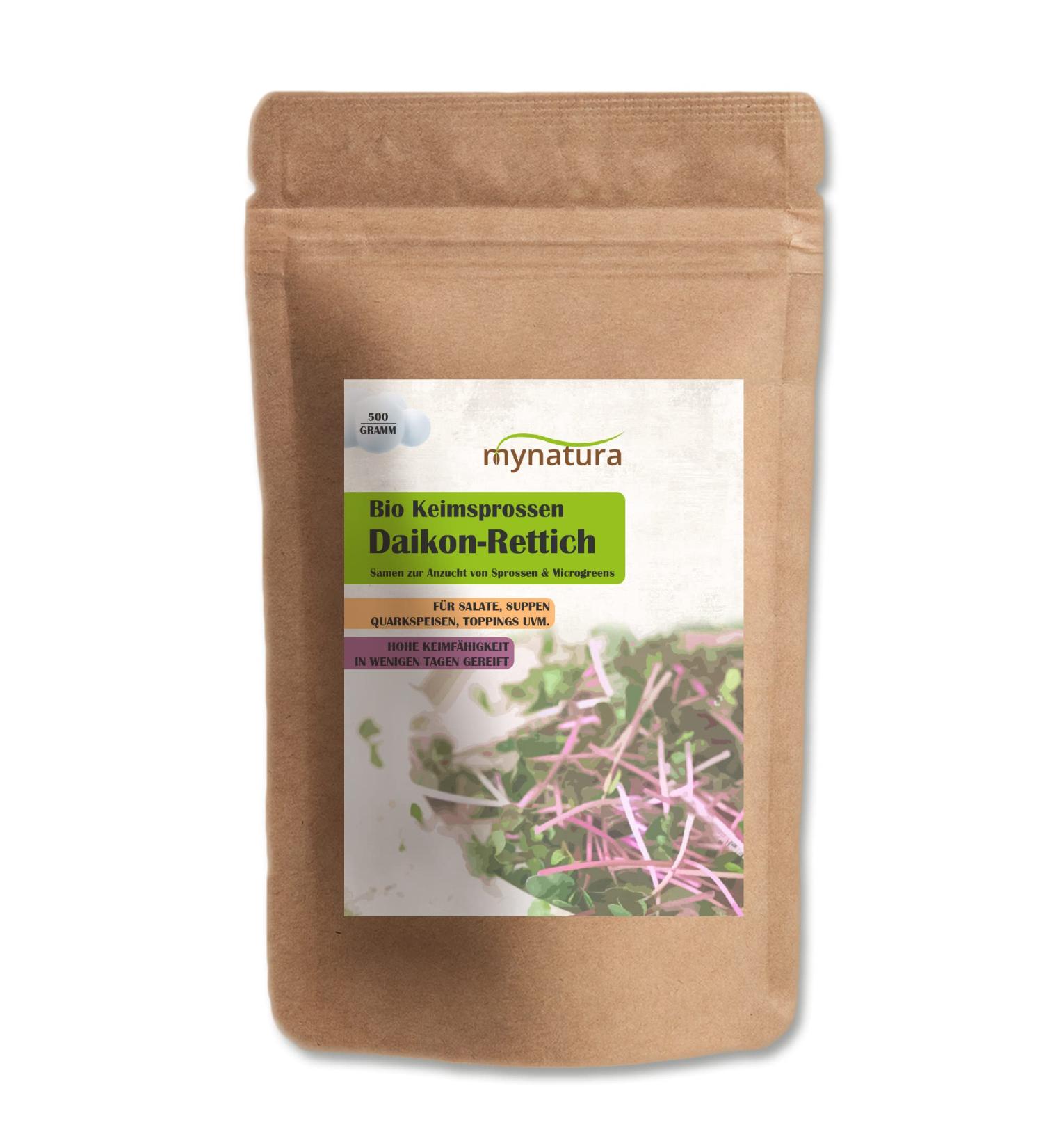 Mynatura Bio Daikon-Rettich K grezen Vegetables - Healthy Vegan Sprouts (500g) | International Shipping - Buy Online on GoSupps.com