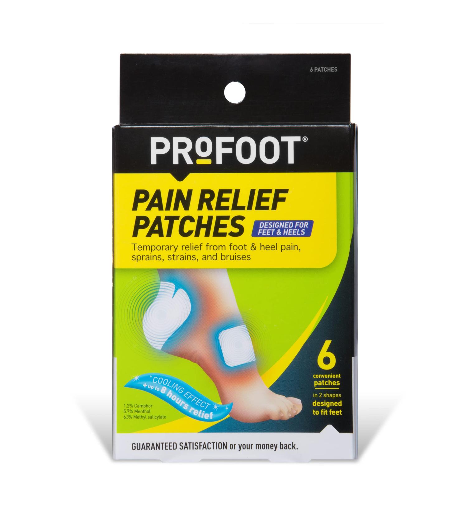 PROFOOT Pain Relief Patches - Cooling Camphor & Menthol - 6 Count - Up to 8 Hours Relief - Foot & Heel Pain, Sprains, Strains, Bruises - Buy Online on GoSupps.com