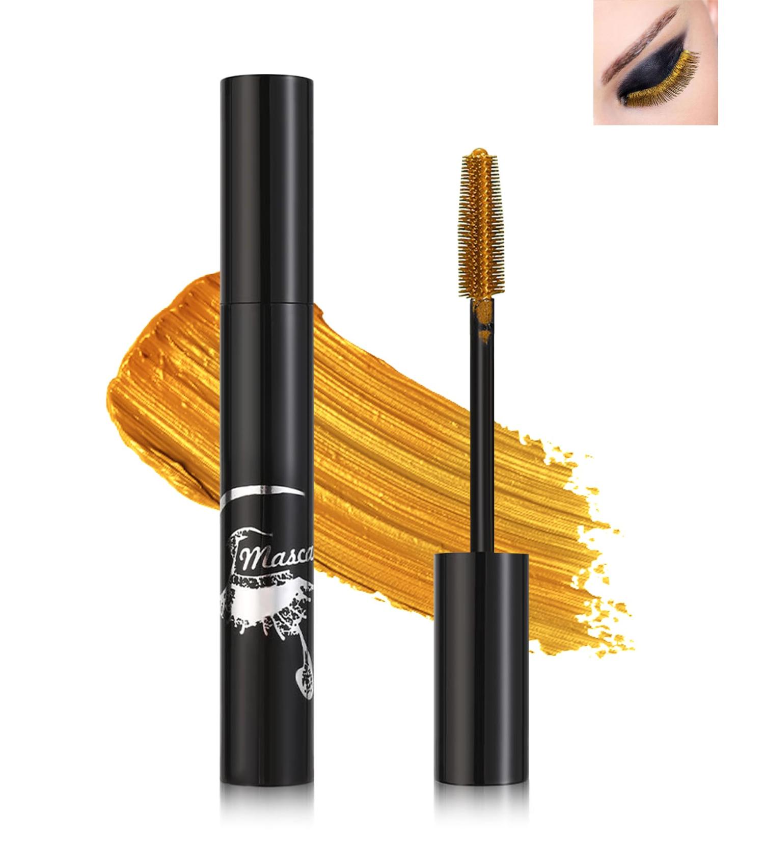 Gold Glitter Mascara Sparkle Colorful Waterproof Mascara for Eyelashes Liquid Lash Extensions Mascara Long Lasting Lengthening Curling Eye Lashes Halloween Christmas Gift Eye Makeup for Women-05 05# Gold - Buy Online on GoSupps.com