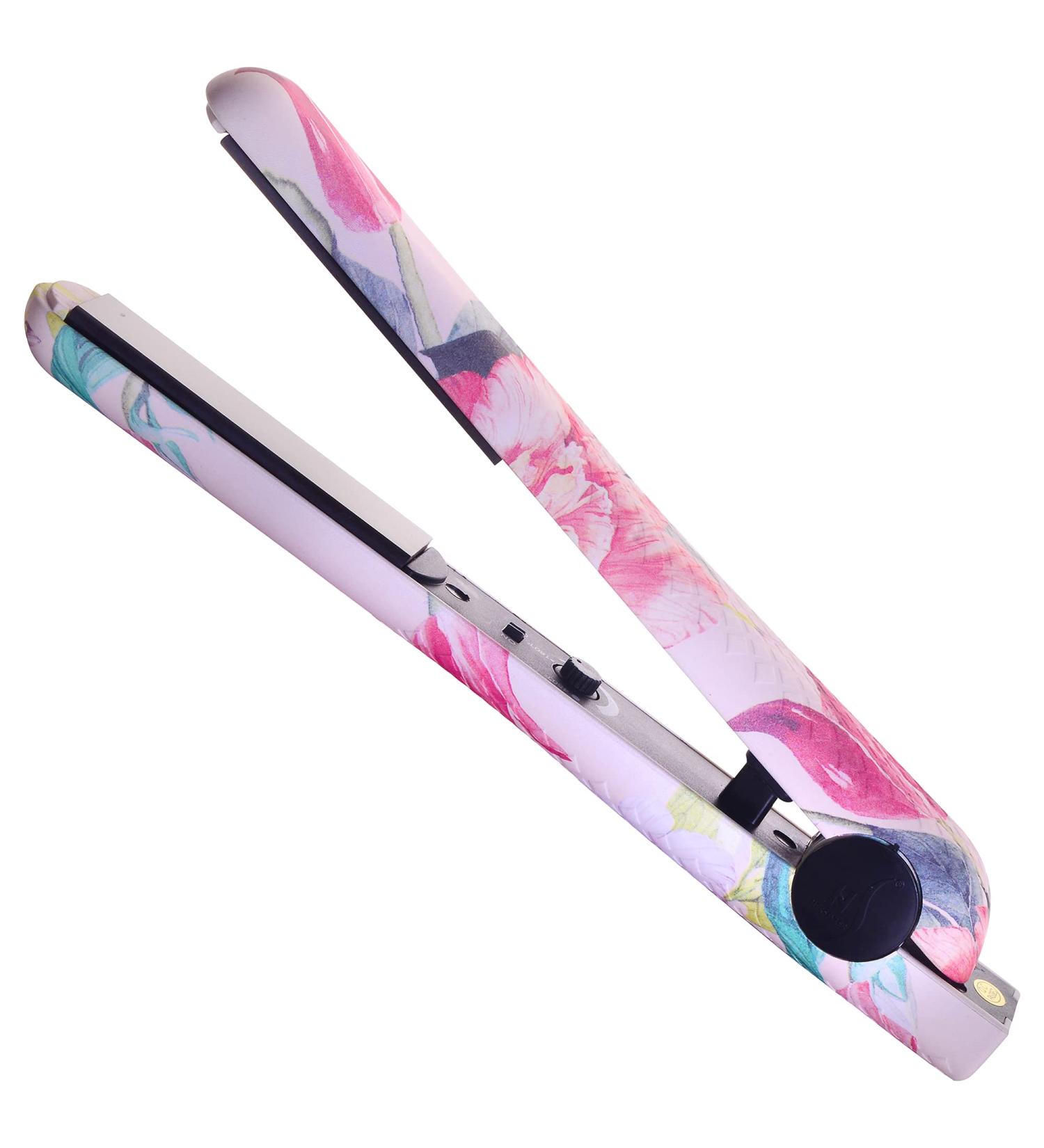 HerStyler Fusion 1.25" Ceramic Hair Straightener - Floral Pink Dual Voltage Adjustable Temperature - Chic Multicolored Hairstyles - Buy Online on GoSupps.com
