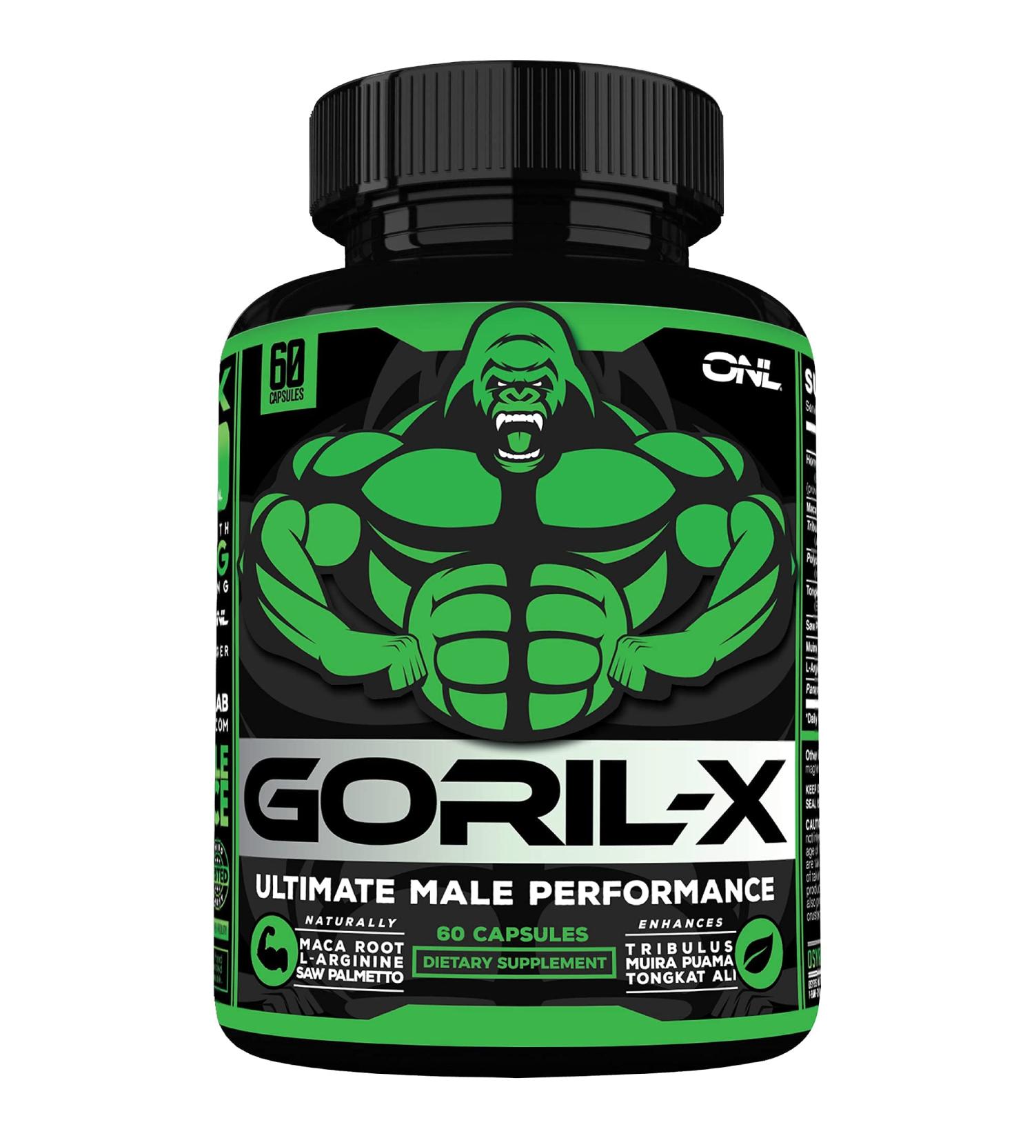 Goril-X - Testosterone Booster for Men - Energy Pills - w/Horny Goat Weed  Maca Root Powder  Tribulus Terrestris - Tongkat Ali Capsules - Male Enhancement Support Supplement 60ct 60 Count (Pack of 1) - Buy Online on GoSupps.com