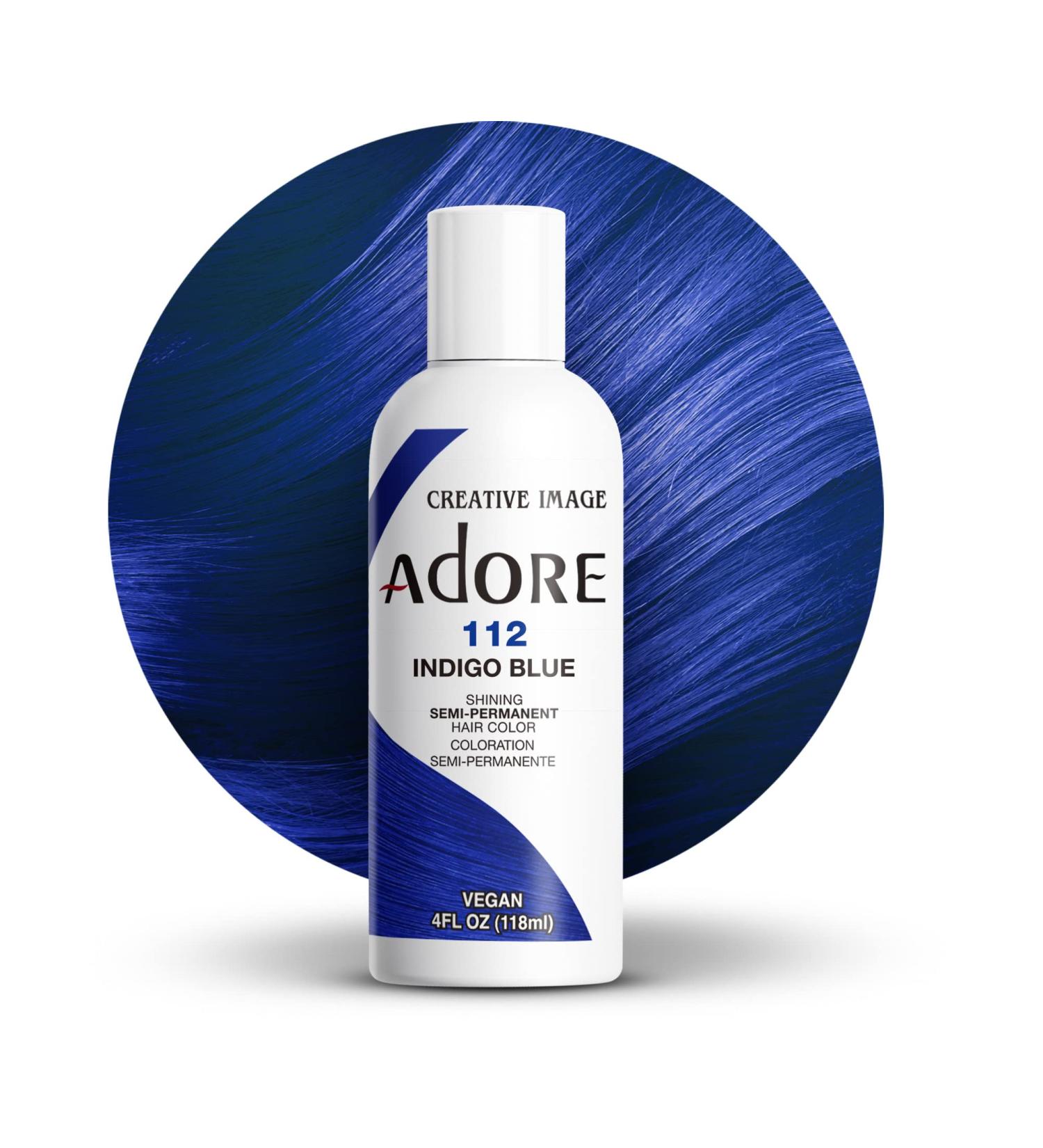Adore 112 Indigo Blue Hair Dye 4 Fl Oz - Vegan & Cruelty-Free Semi Permanent Color - Buy Online on GoSupps.com