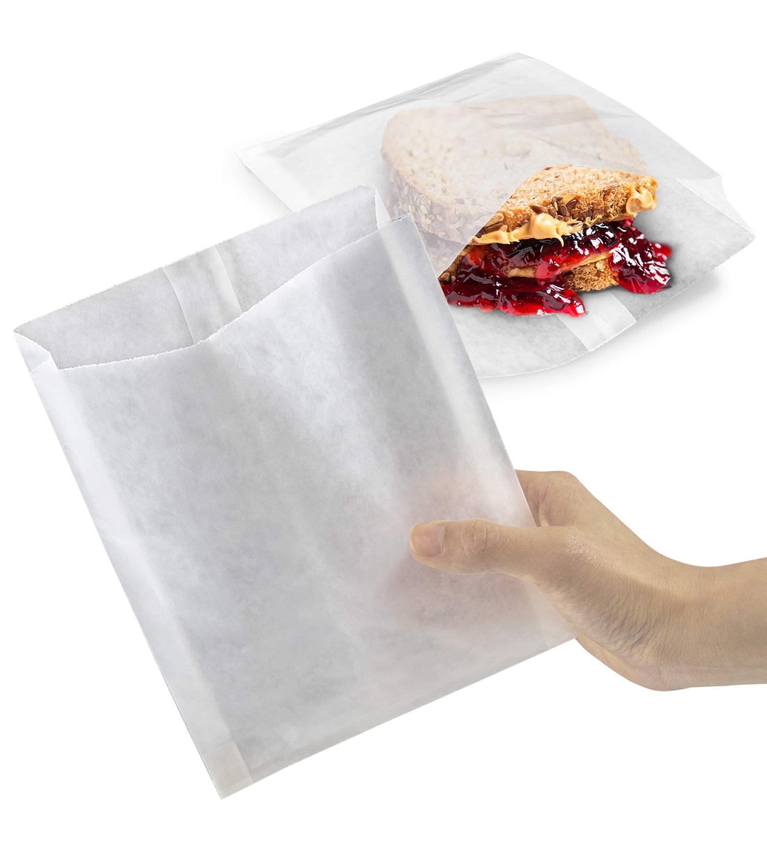 200 Pack Plain Glassine Wax Paper Sandwich Bags - Grease Resistant Parchment White Glossy - 7 x 6 x 1 Inches - Food Snack Wraps Baggies Sleeves - 200 Count - Buy Online on GoSupps.com