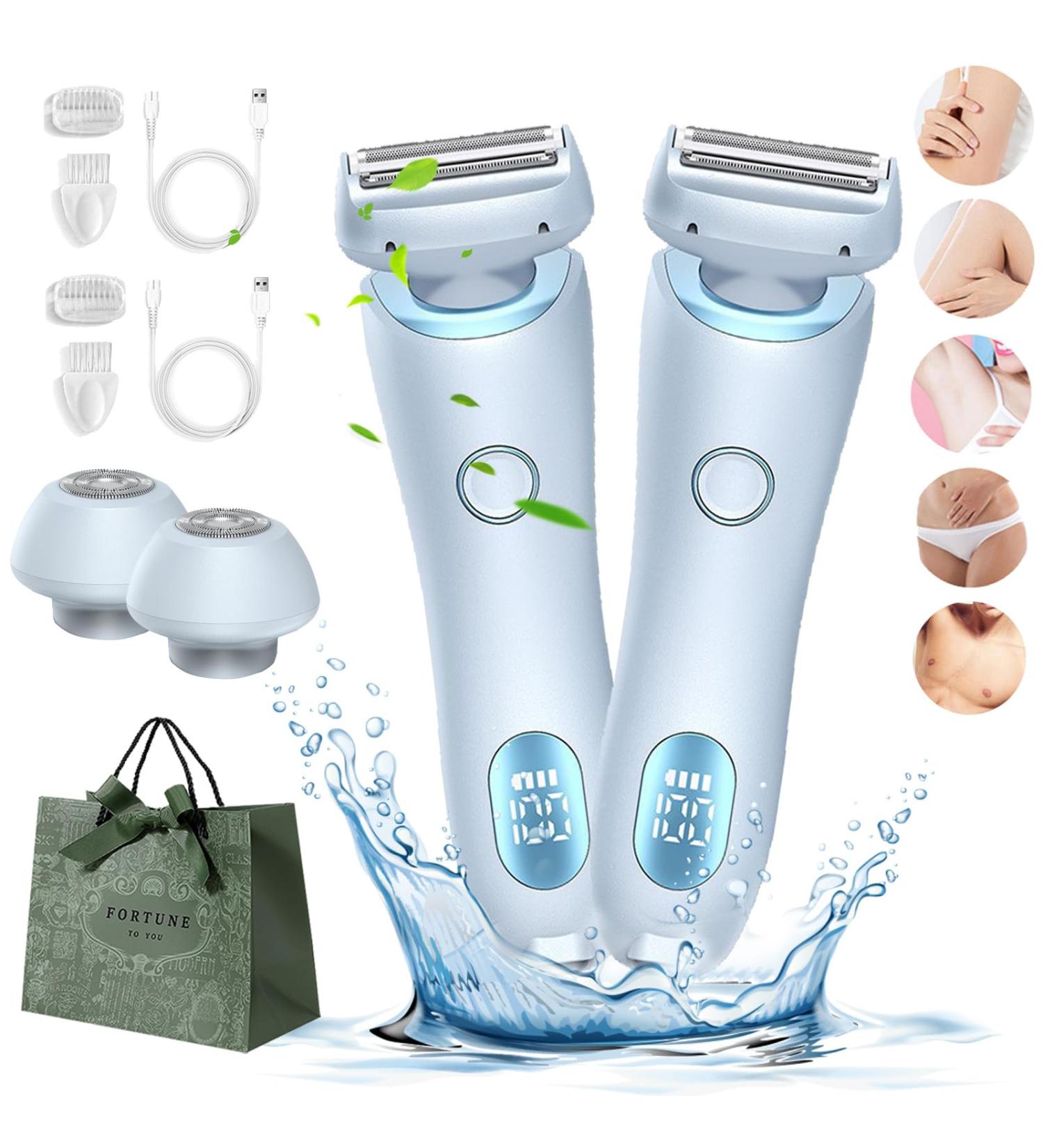 Duskofficial Razor The Glide Pro 3.0 razor Painless Shave Wet Dry Use Rechargeable with Detachable Head for Womens Legs Underarm Face Pubic Hairs (2PCS-3) - Buy Online on GoSupps.com