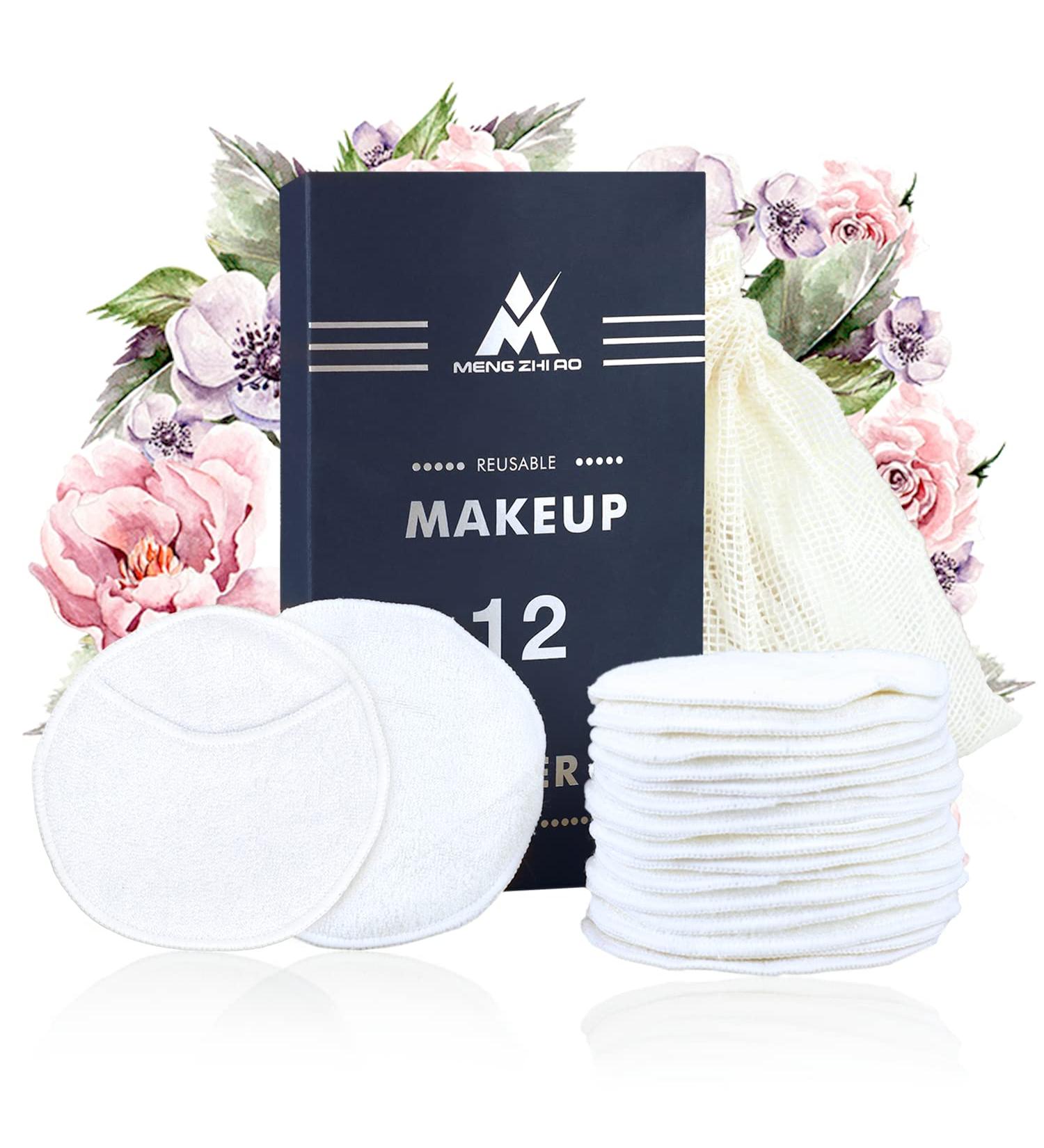 12 Eco-Friendly Bamboo Makeup Remover Pads - Reusable & Washable with Cotton Laundry Bag - Buy Online on GoSupps.com
