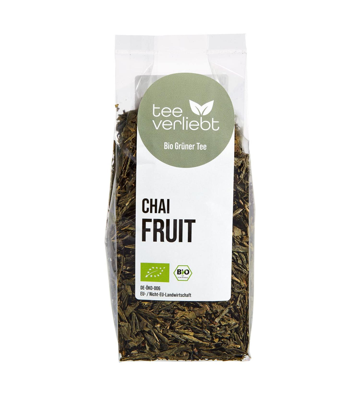 FRUTEG Th vert de perdant de fruits de chai bio | M lange de th vert avec du caoutchouc de terre fruit e Chaud et froid un plaisir | de l'agriculture biologique certifi e | 100g - Buy Online on GoSupps.com