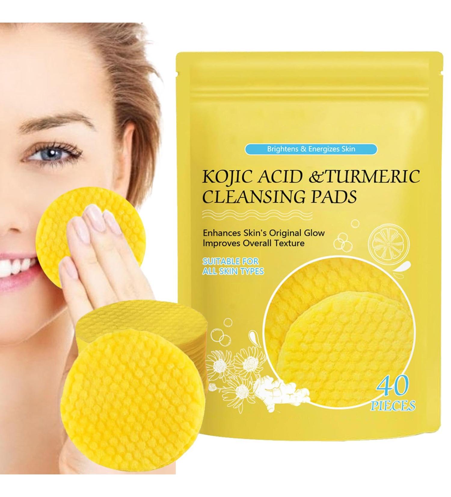 40 Pieces Kojic-Acid & Turmeric Pads - Turmeric Kojic Cleansing Pads | Hydrating & Moisturizing Kojic-Acid And Turmeric Cleansing Pads | Turmeric Cleansing Sponges for Men Women - Buy Online on GoSupps.com