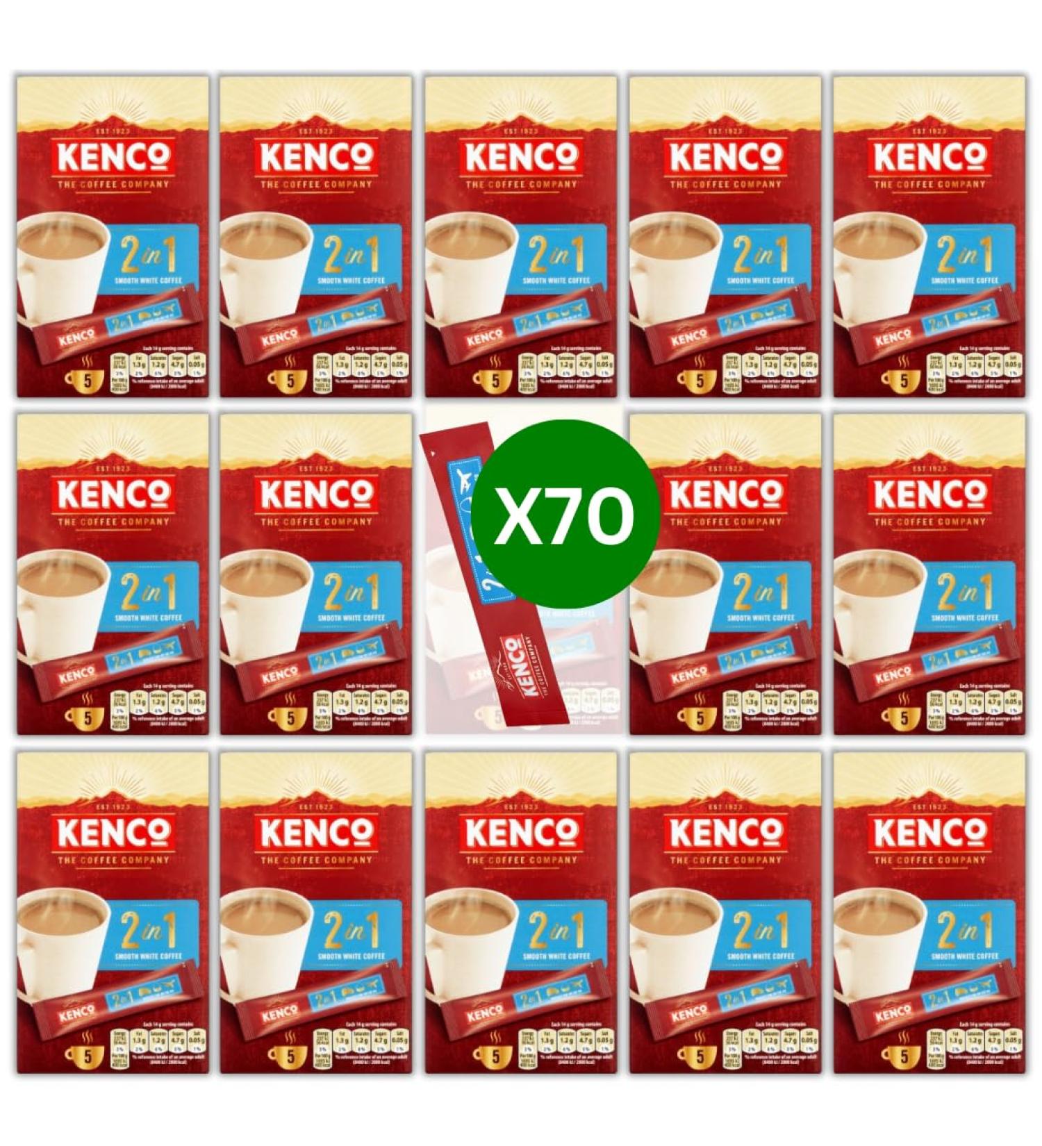 Kenco compatible Smooth White coffee sachets (70 sachets No Sugar) No Sugar 1 count (Pack of 1)