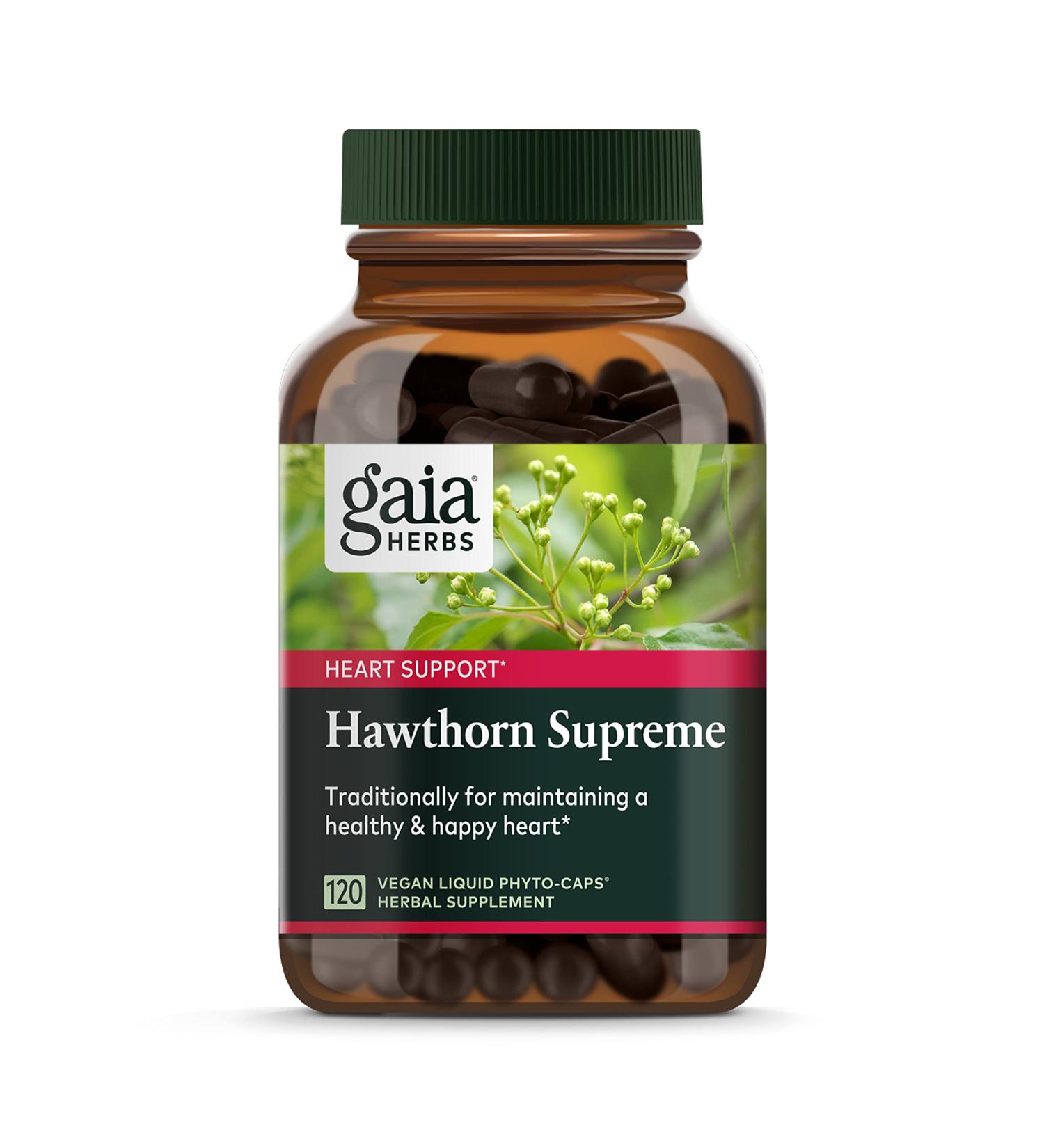 Gaia Herbs Hawthorn Supreme - Heart Health Support Supplement - 120 Vegan Liquid Capsules - Buy Online on GoSupps.com