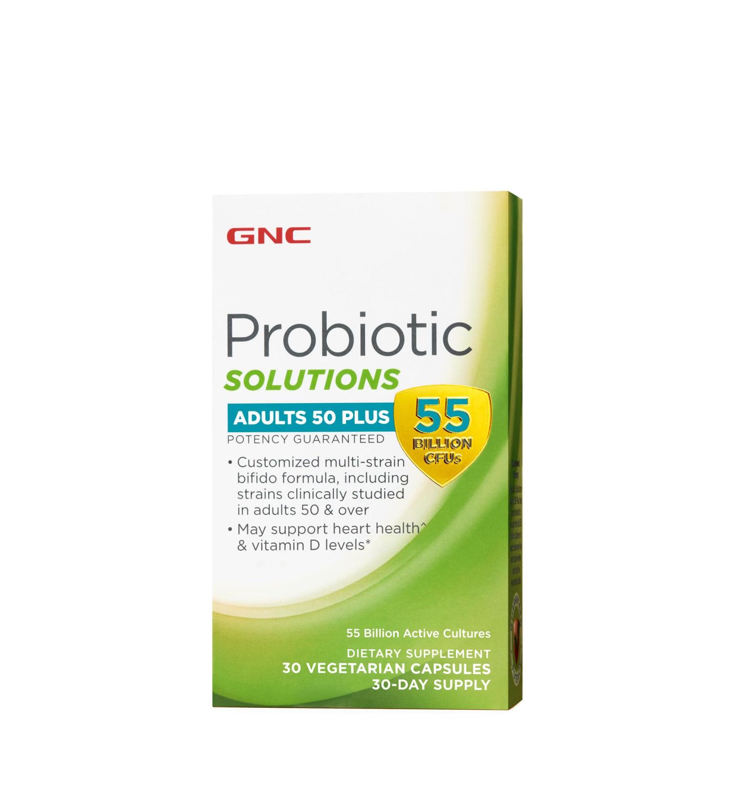 GNC Probiotic Solutions Adults Customized Vegetarian Formula for Adults 50+ Supports Digestive and Immune Health 30 Capsules - Buy Online on GoSupps.com