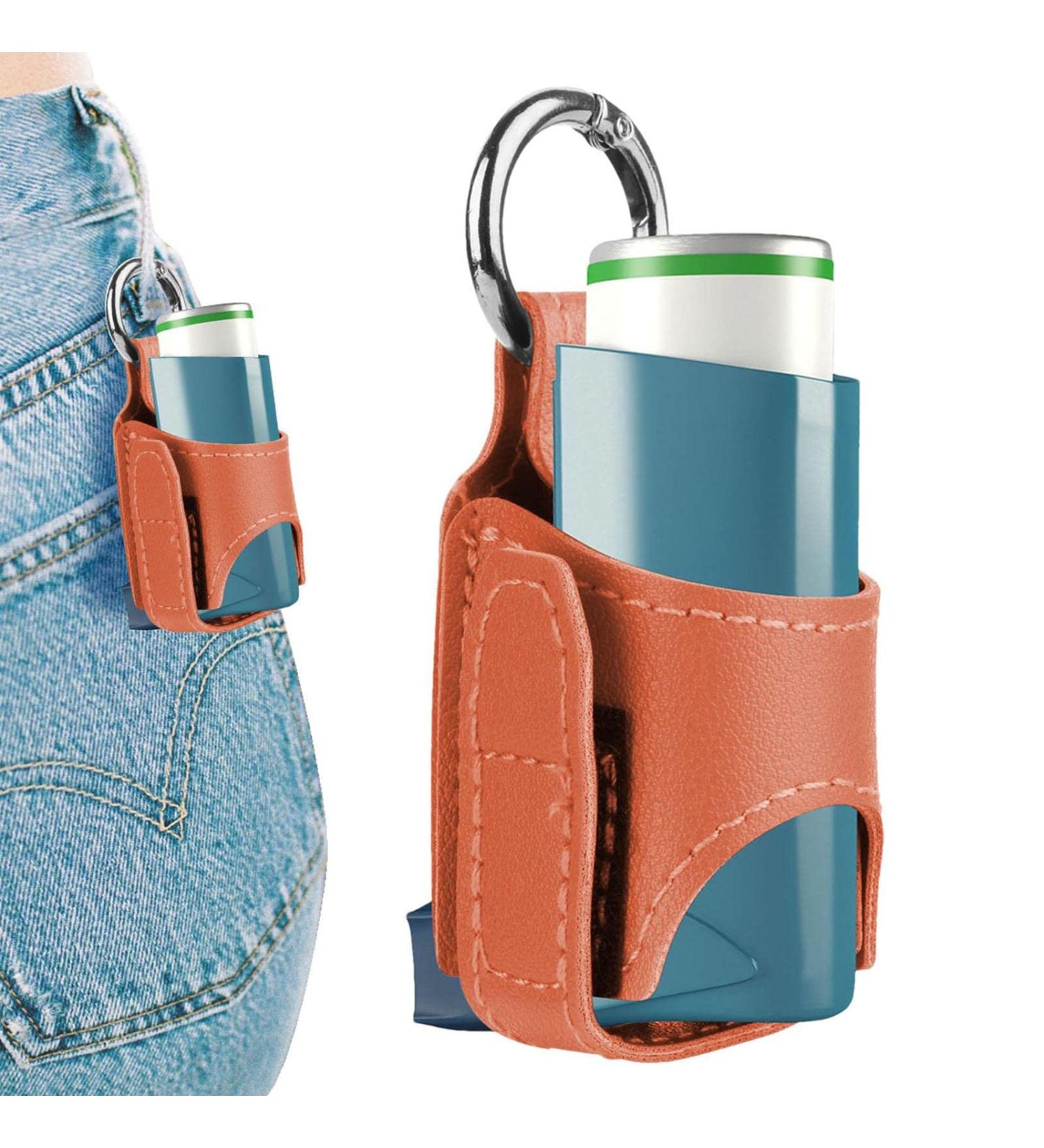 Inhaler Holder for Kids | Inhaler Spacer and Holder with Metal Buckle | Handy Lightweight and Protective PU Leather Case for Inhaler for Travel Daily Use School and Hiking Qmisify - Buy Online on GoSupps.com