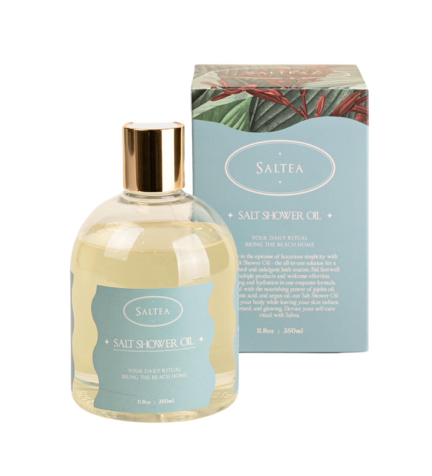 Saltea Salt Shower Oil - Non-Greasy Cleansing & Hydrating Jojoba & Argan Oil Paraben & Sulfate Free Skin Care - 11.8 Oz for Soft Skin - Buy Online on GoSupps.com