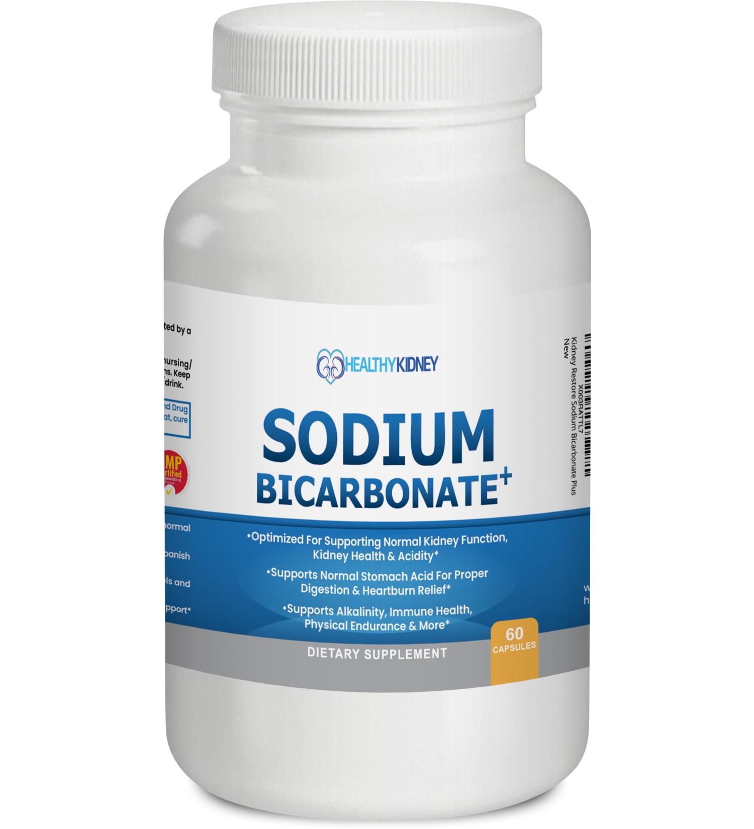 Organic Sodium Bicarbonate Alkaline 650 mg Capsules - Enhanced Kidney Support Stomach Acid Neutralizer with Alkalizing Superfoods Immune & Sports Performance Aid Fast-Acting Antacid 60 Caps 60 Count (Pack of 1) - Buy Online on GoSupps.com