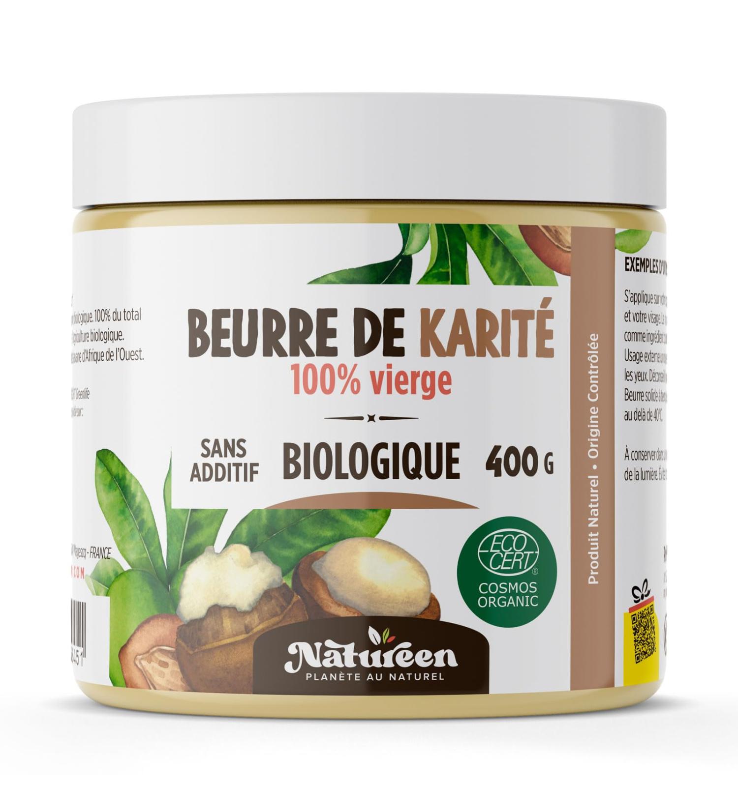 Beurre de Karit brut Bio 400 g - certifi bio - biologique - sans additifs - Non raffin - Plan te au Naturel -100% v g tal - cheveux - corps - visage - pur - V gan 400 g (Lot de 1) - Buy Online on GoSupps.com