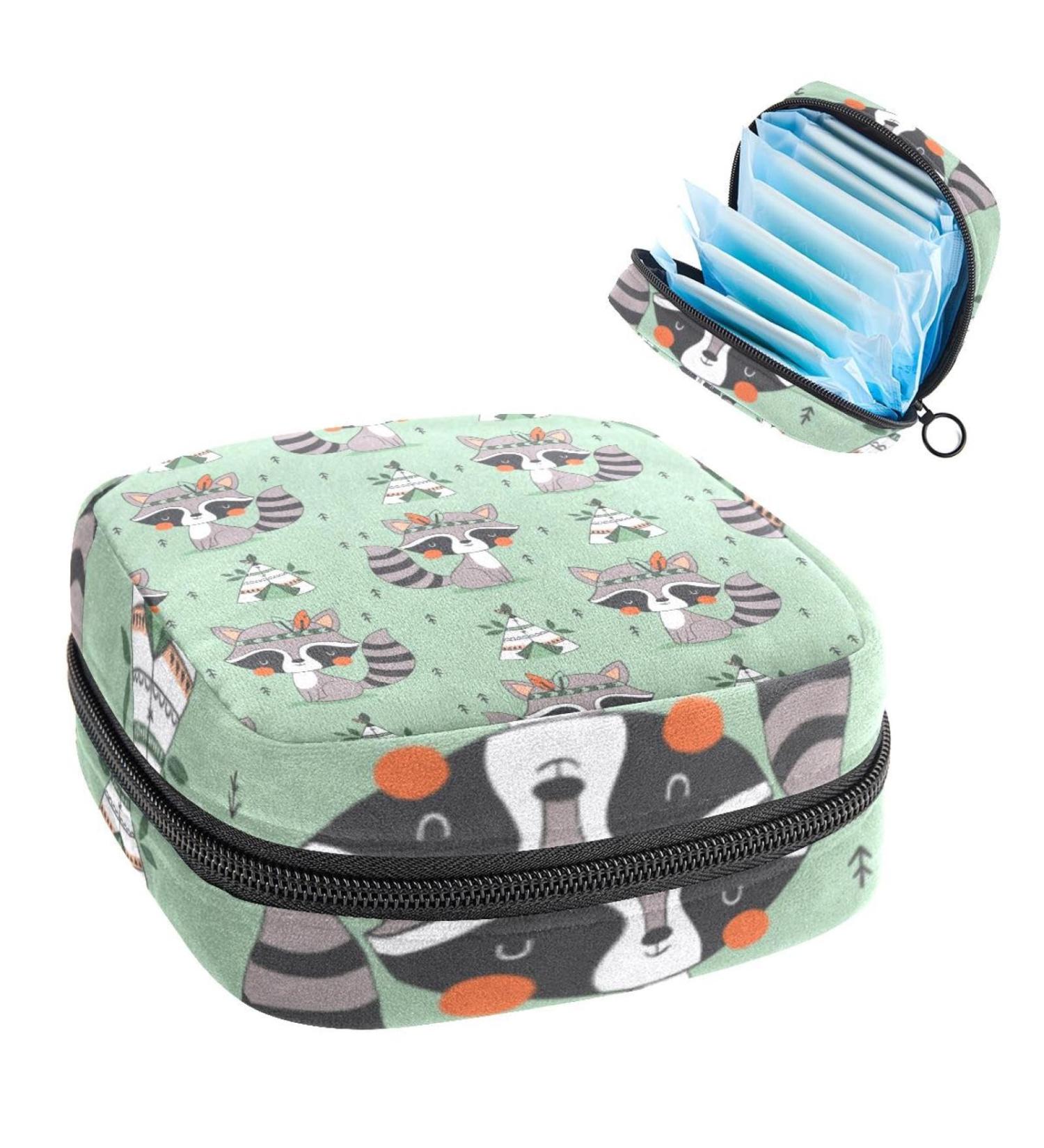 Raccoon Sanitary Napkin Storage Bag - Portable Period Pouch for Women & Teens - Multi-colored - Buy Online on GoSupps.com