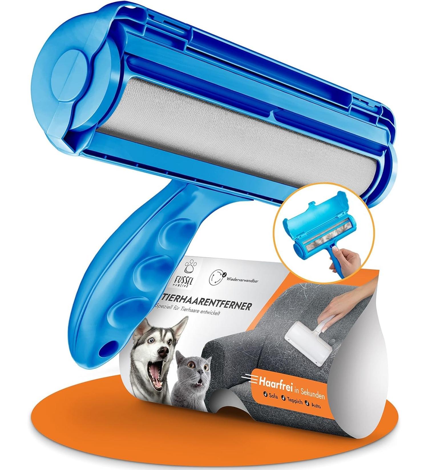 Fusselmonster Animal Hair Remover Lint Roller for Dogs & Cats | Reusable Pet Hair Cleaner for Sofa Carpet & Car - Blue - Buy Online on GoSupps.com