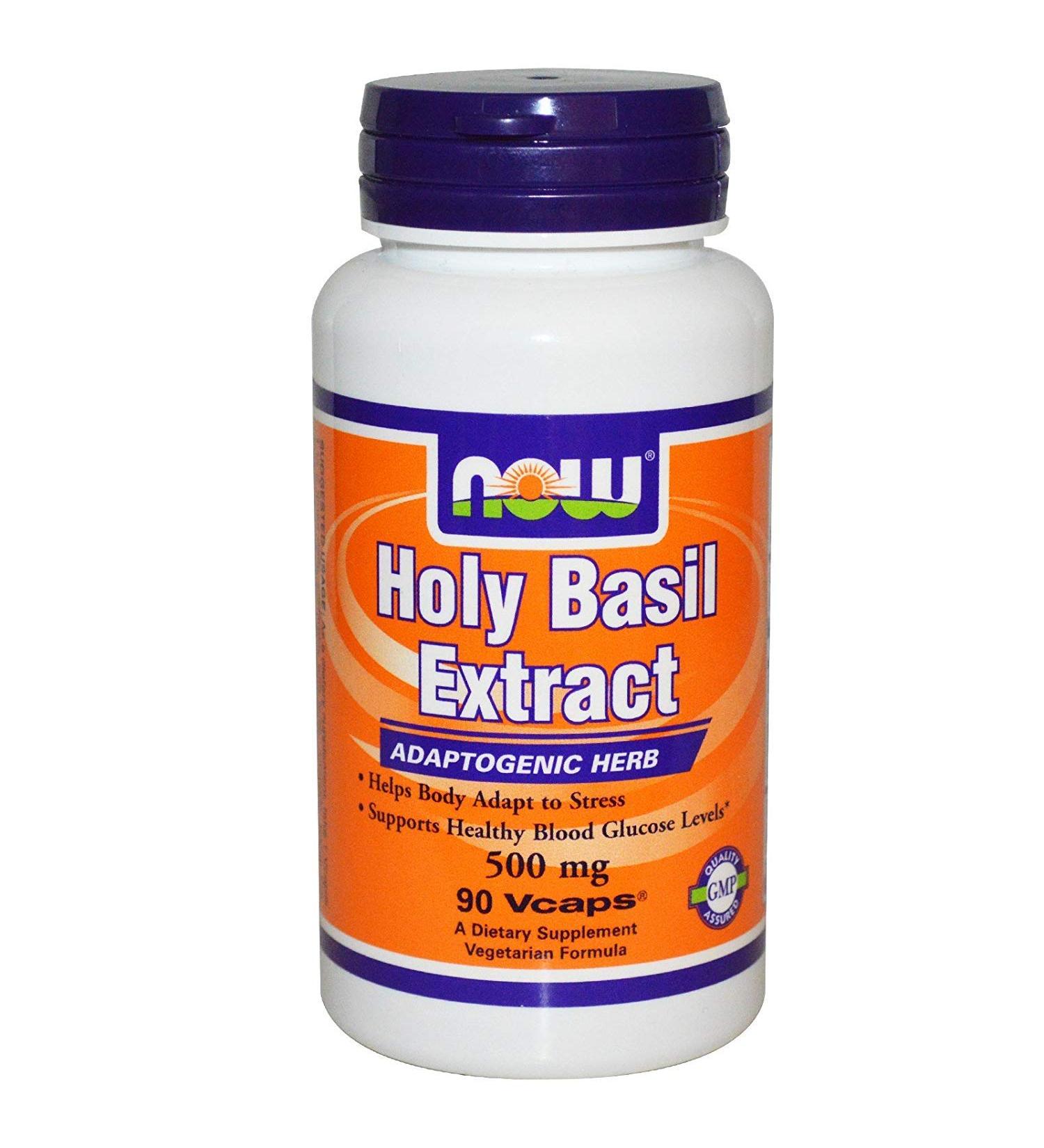 Now Foods Holy Basil Extract 500 mg - 90 Vegan Capsules | Natural Stress Relief & Wellness - Buy Online on GoSupps.com