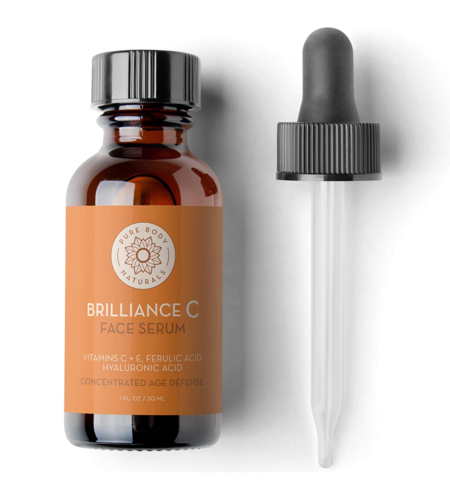 Brilliance C Face Serum by Pure Body Naturals | 1 fl oz (30 ml) - Vitamin C Anti-Aging Skincare - Buy Online on GoSupps.com