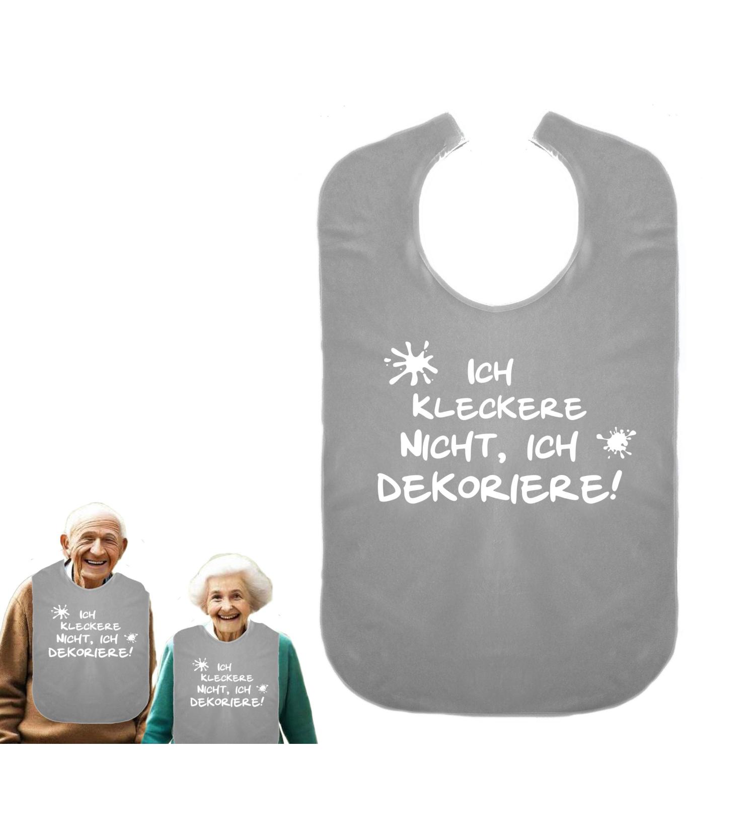 I Don't Spill I Decorate - Funny Adult Bib Apron | Waterproof Gift for Pensioners - ID: 002 Gray - Buy Online on GoSupps.com