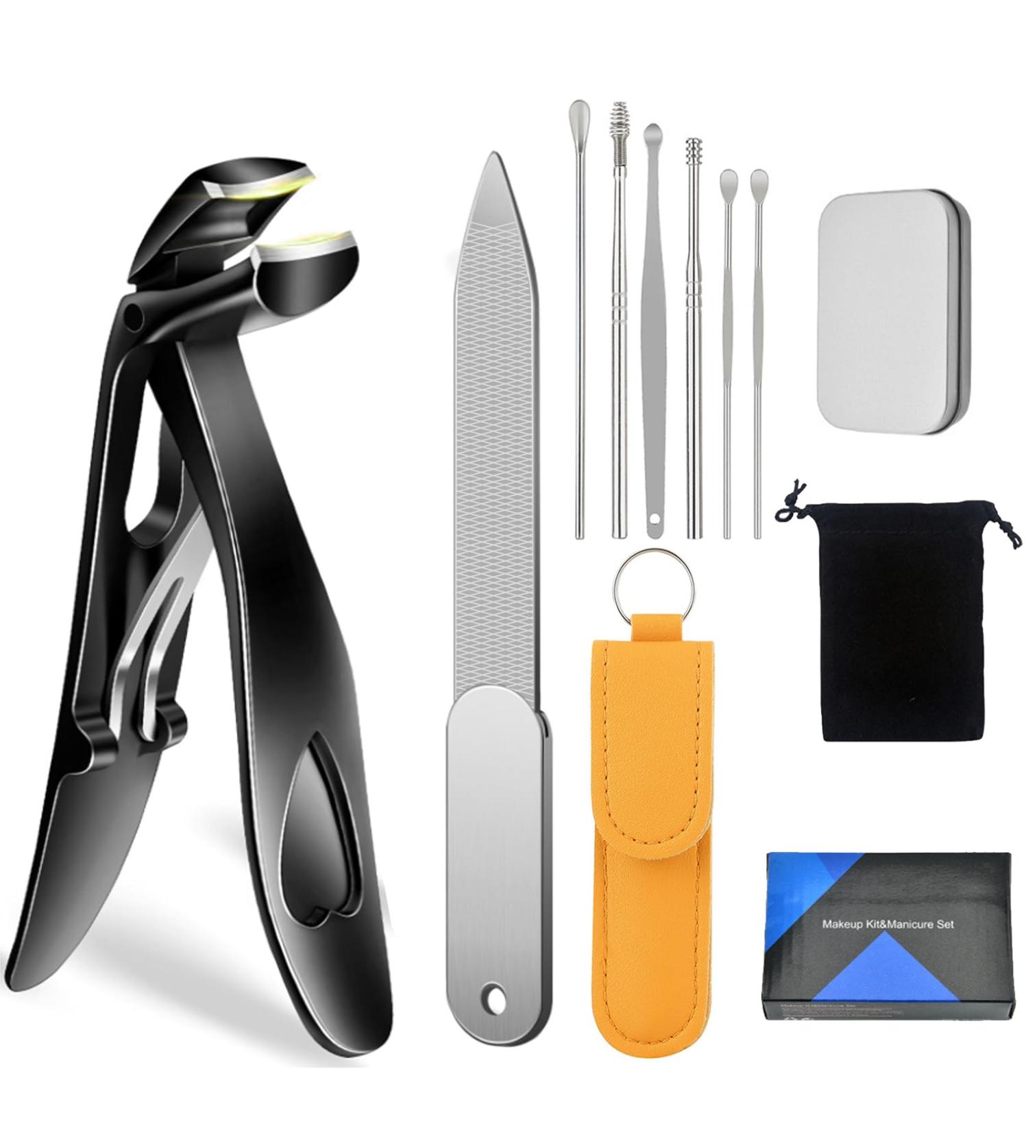 Toe Nail Clippers for Thick Nails Seniors Wide Jaw Opening Nail Clippers Ergonomic Toenail Clipper with Ear Cleaner Ear Wax Remover for Men Stainless Steel Ear Wax Removal Kit Fingernail Clippers - Buy Online on GoSupps.com