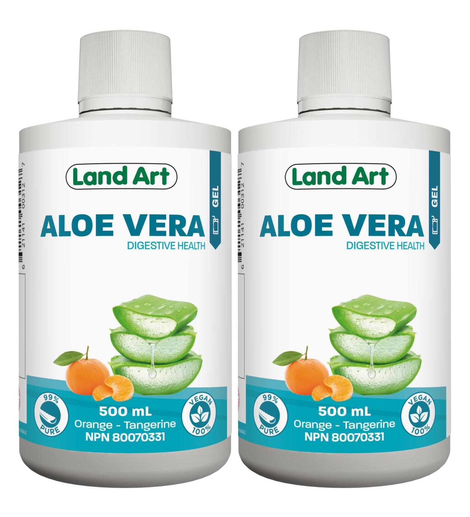 Pure Aloe Vera Gel 500ml - Orange-Tangerine Flavor - for Heartburn Relief & Acide Reflux - Made in Canada (Pack of 2) 500 ml (Pack of 2) - Buy Online on GoSupps.com